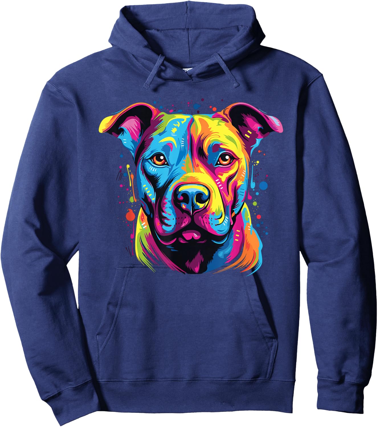 Retro American Staffordshire Terrier Dog -Adults Multicolor Watercolor Small Hoodie - Hoodie | Navy