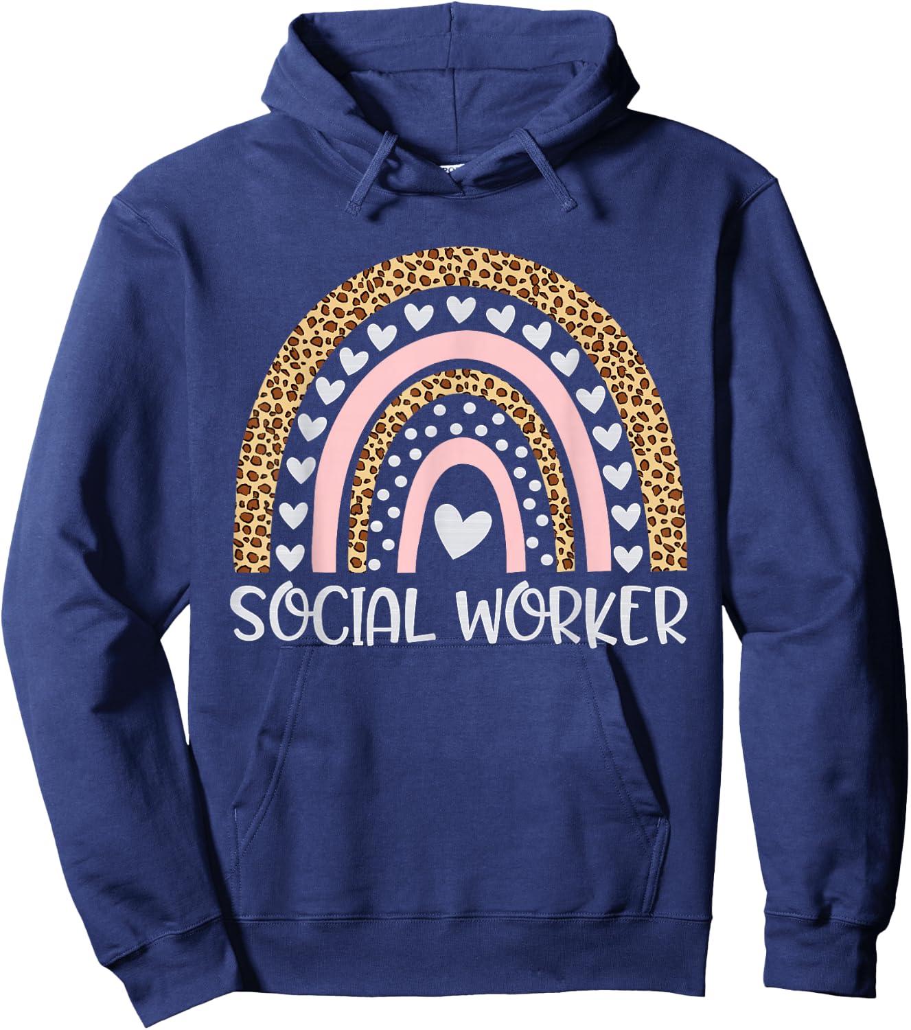 Social Worker Rainbow Leopard Funny Social Work Life Hoodie - Hoodie | Navy