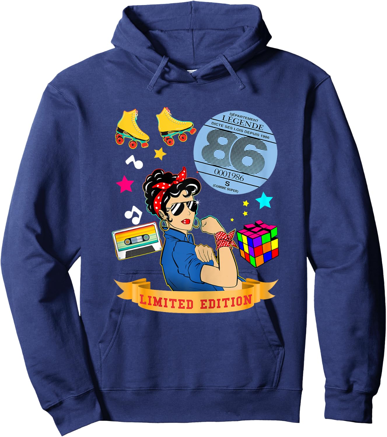 Anniversaire 1986 Vignette Auto Femme 39 Ans Légende Vintage Hoodie - Hoodie | Navy