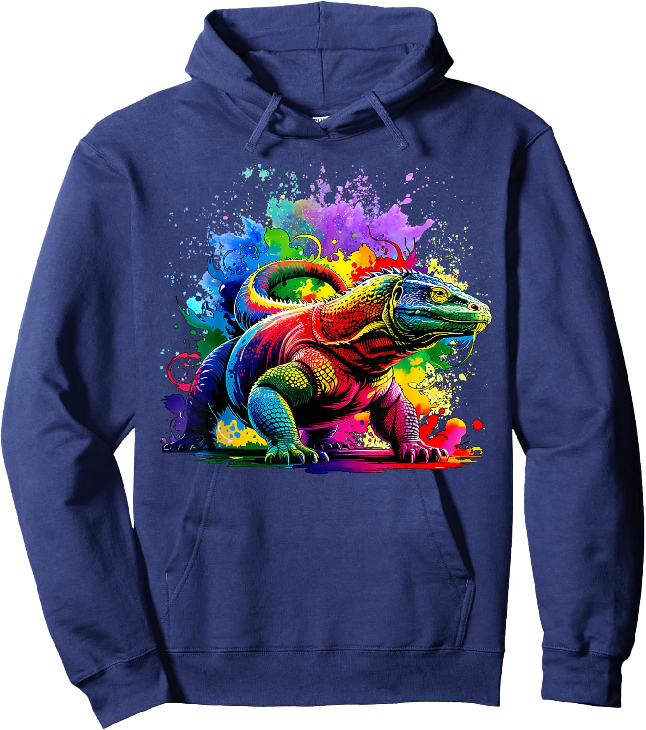 Colorful Splash Art Komodo Dragon Komodo Island Monitor Hoodie - Hoodie | Navy