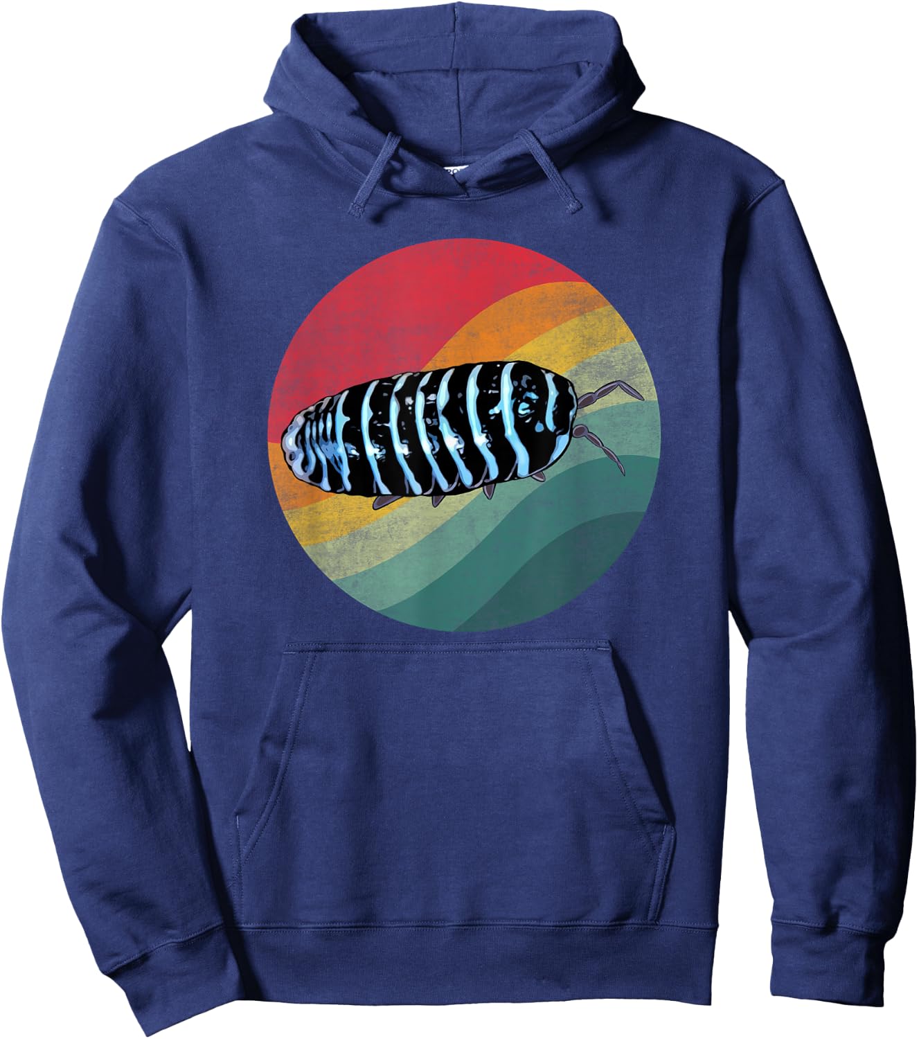 Retro Zebra Isopod Roly Poly Funny Pill Bug Isopod Lover Hoodie - Hoodie | Navy
