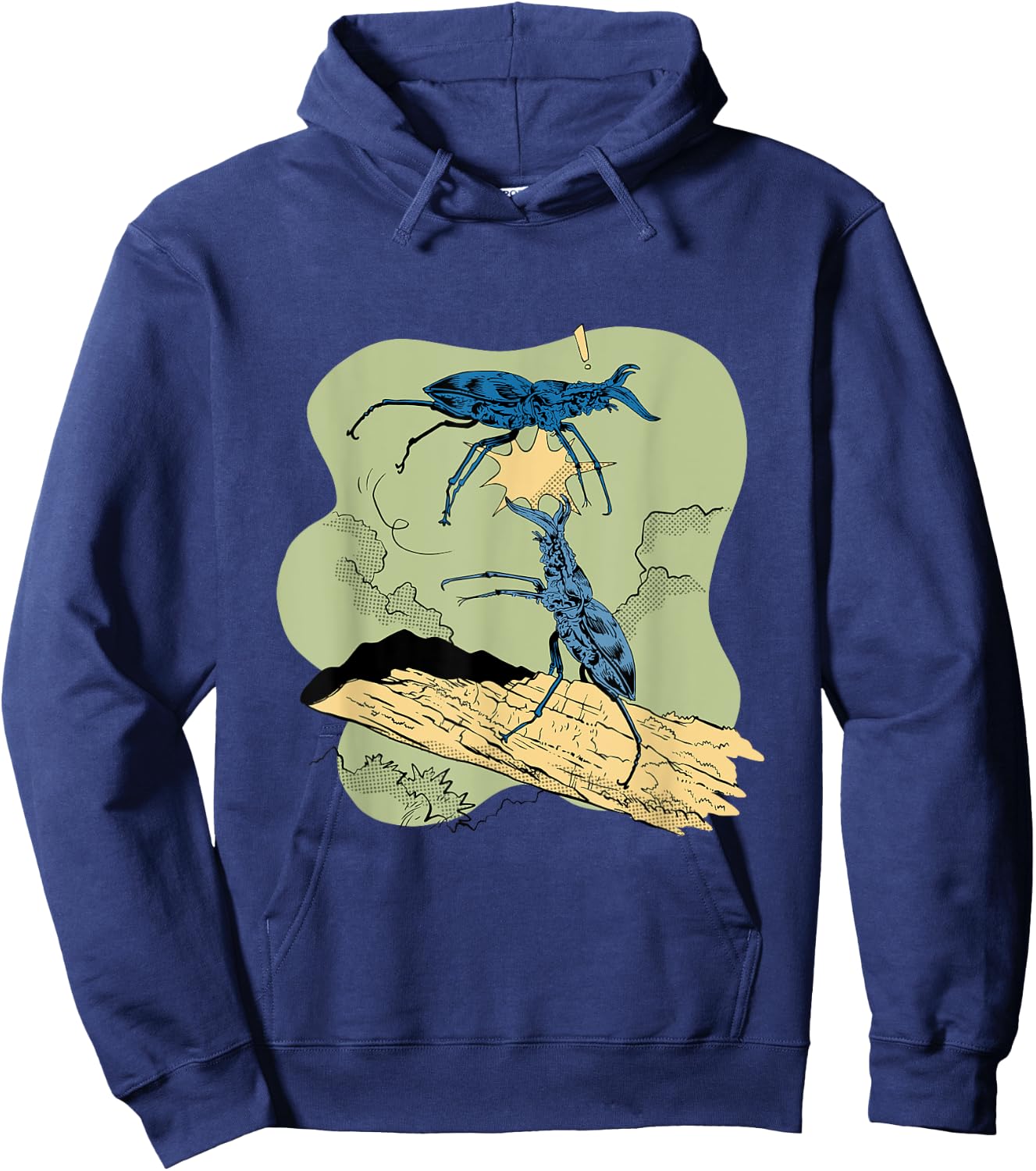 Stag beetle fights against other beetles Animal Bugs Insects Hoodie - Hoodie | Navy