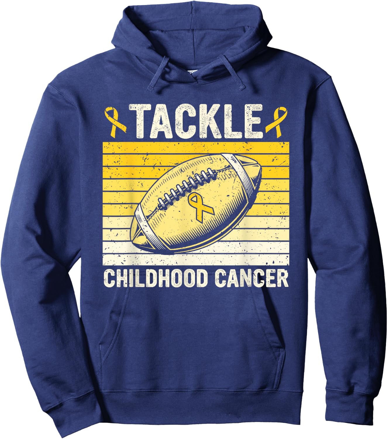 Football Tackle Childhood Cancer Awareness Survivor Support Hoodie - Hoodie | Navy