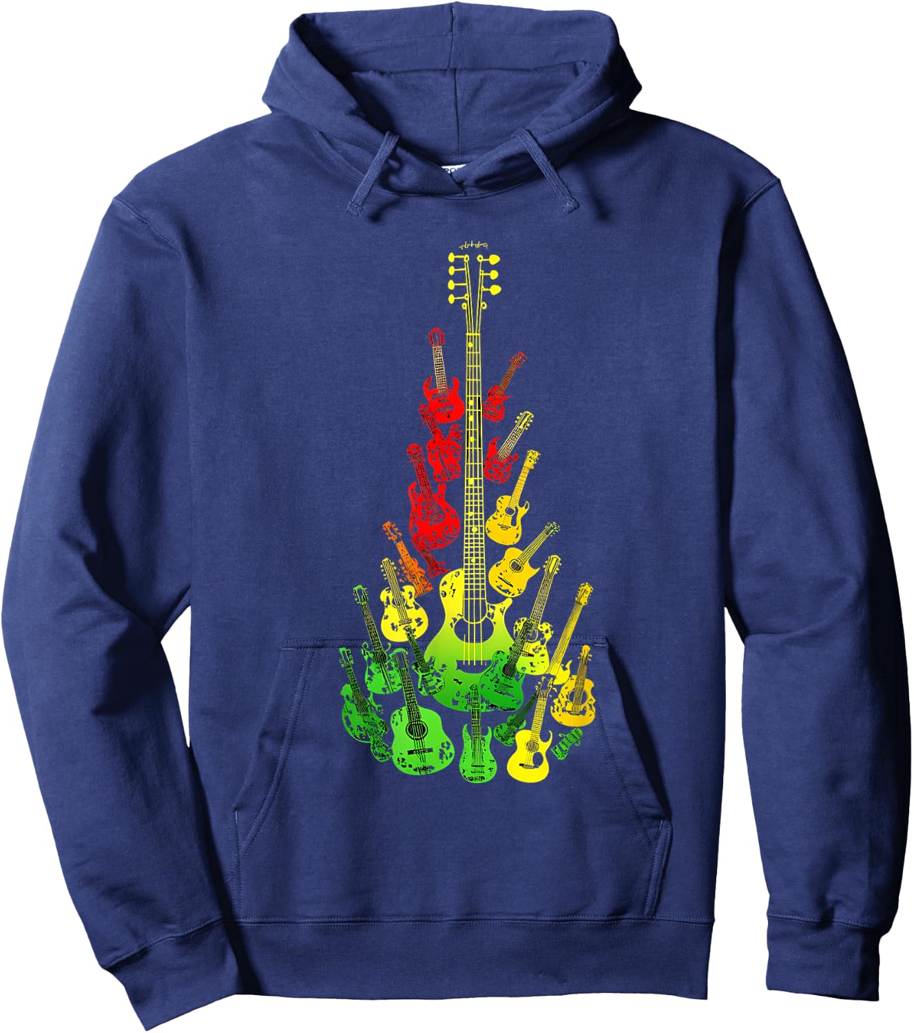 Rasta Reggae Music Guitar Jamaican Pride Rastafari Roots Hoodie - Hoodie | Navy