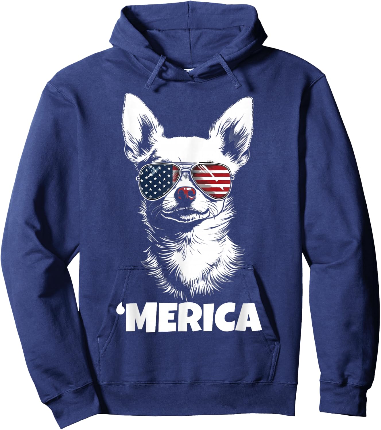 American Flag Merica chihuahua dog 4th Of July kids women Hoodie - Hoodie | Navy