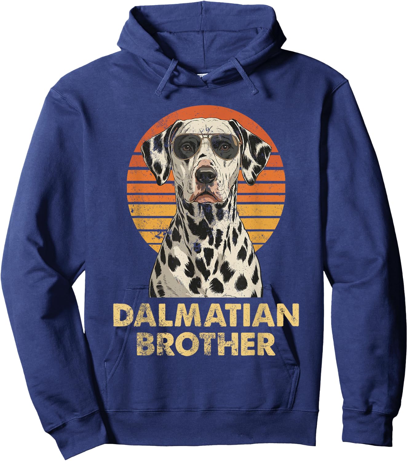 Cool Retro Dalmatian Brother Funny Vintage Dog Owner Hoodie - Hoodie | Navy