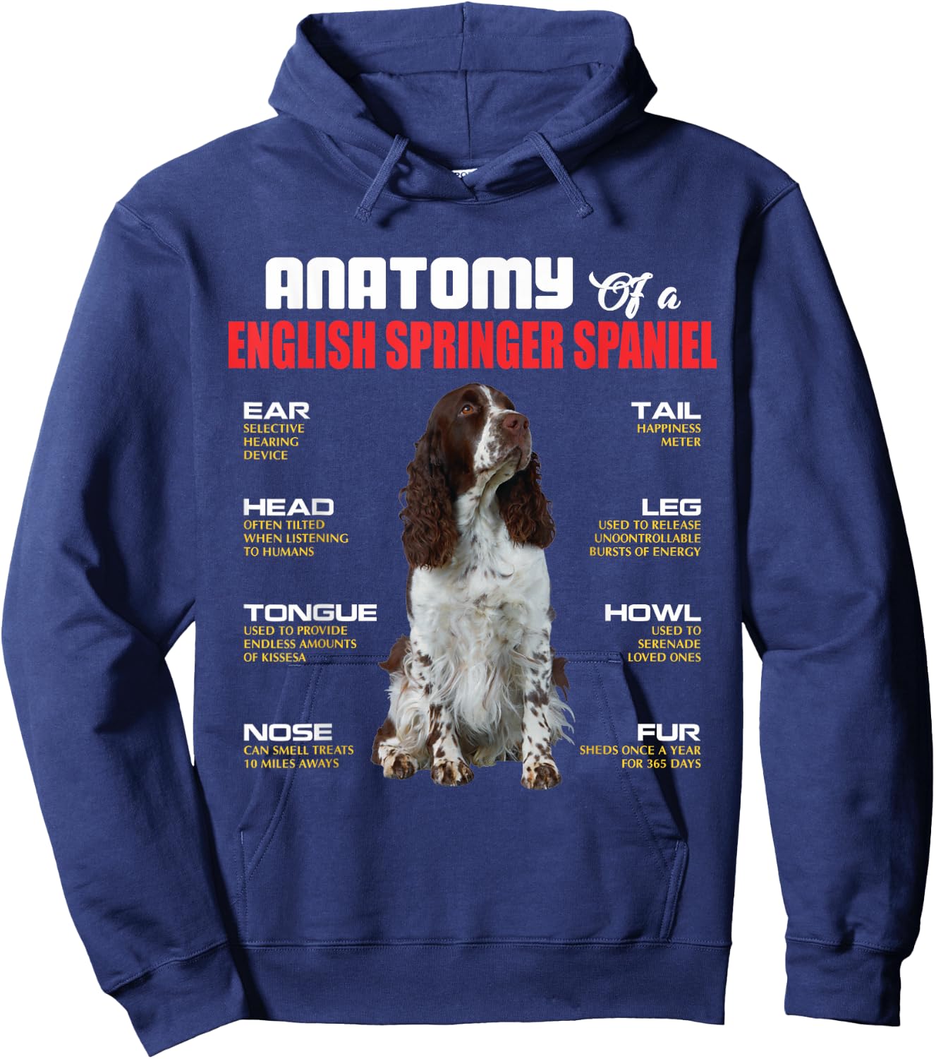 Anatomy Of A English Springer Spaniel Dogs Lover Hoodie - Hoodie | Navy
