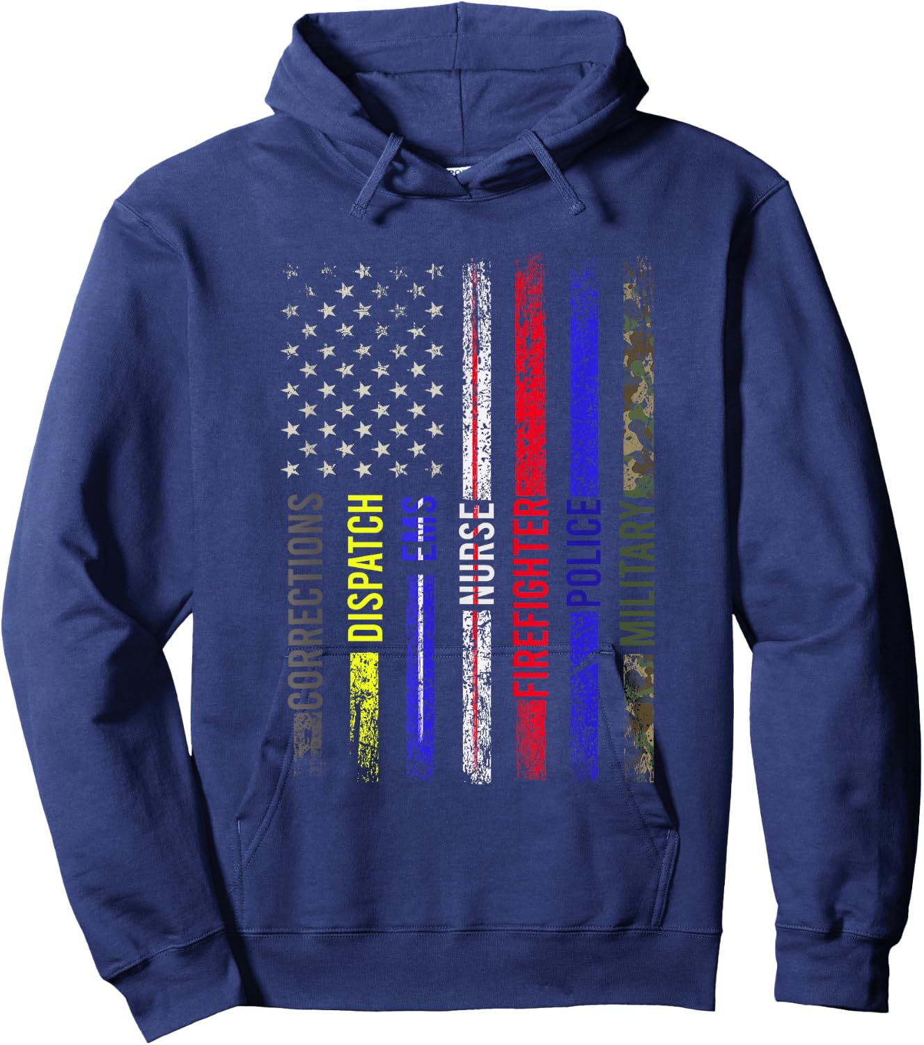 First Responder - Front Line Workers - US Flag - Patriotic Men Hoodie - Hoodie | Navy