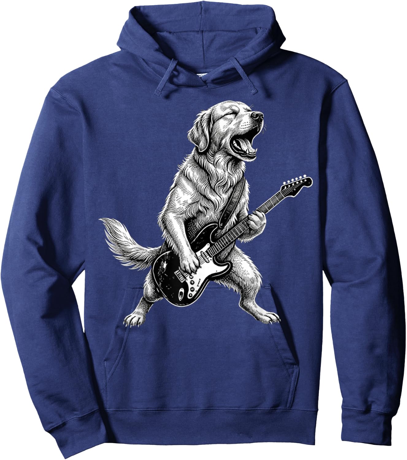 Funny Golden Retriever Dog Playing Guitar Hoodie - Hoodie | Navy