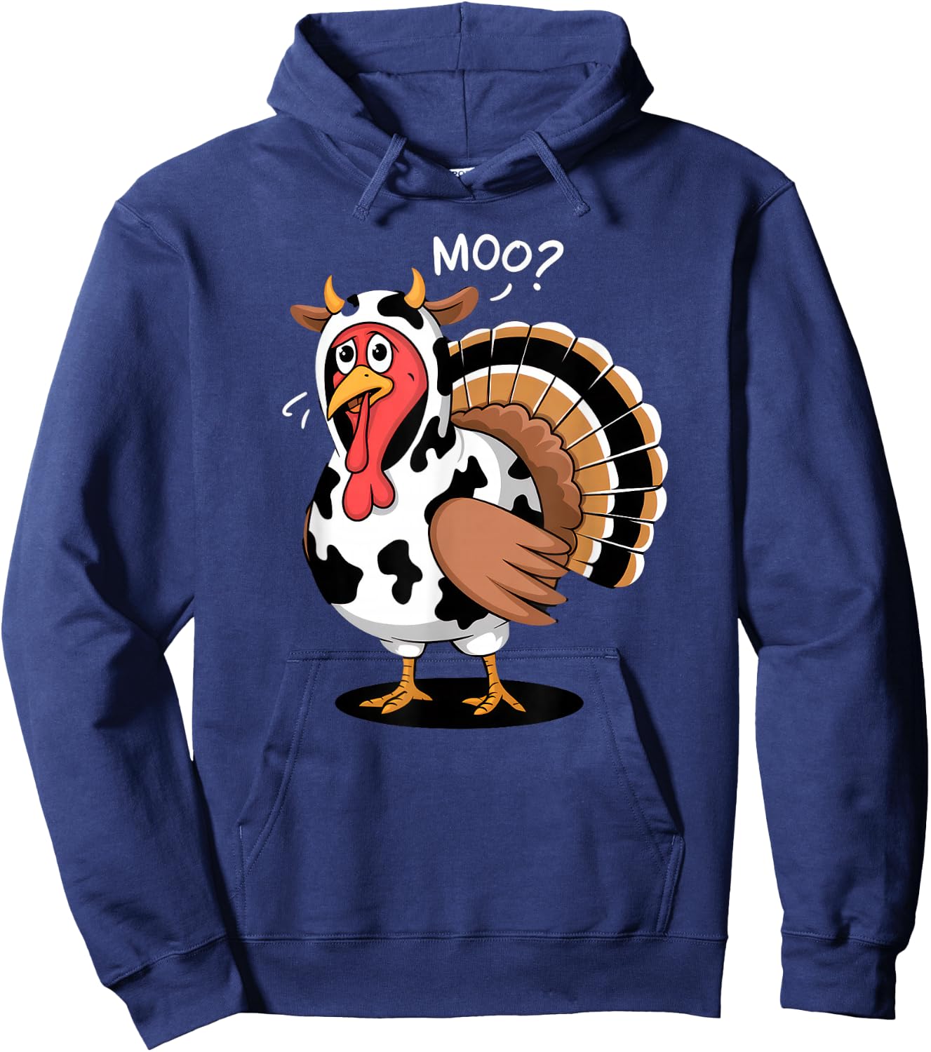 Thanksgiving Turkey Moo Cow Funny Fall , Men Hoodie - Hoodie | Navy