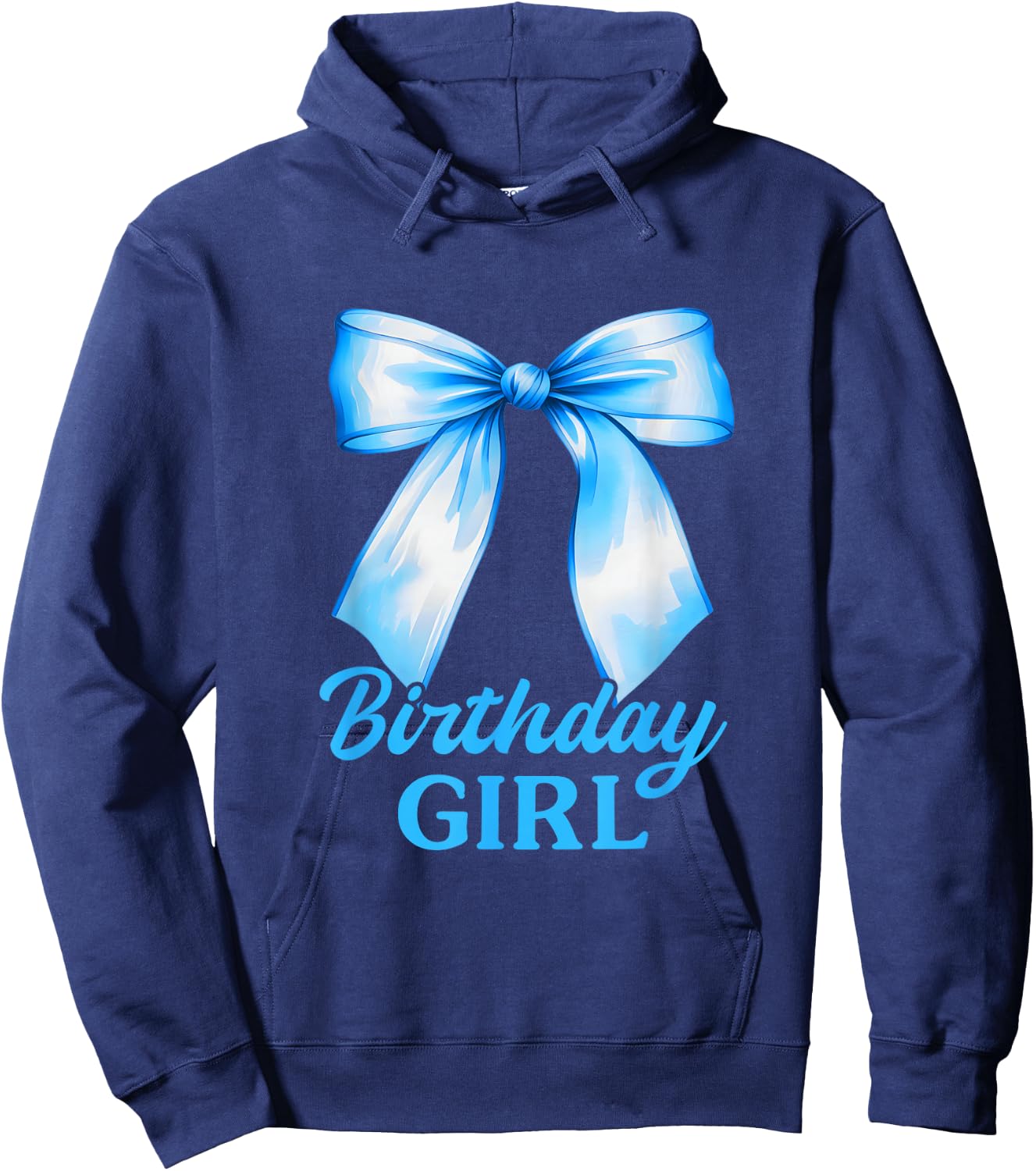 Birthday Girl Blue Coquette Bow Birthday Party Family Hoodie - Hoodie | Navy