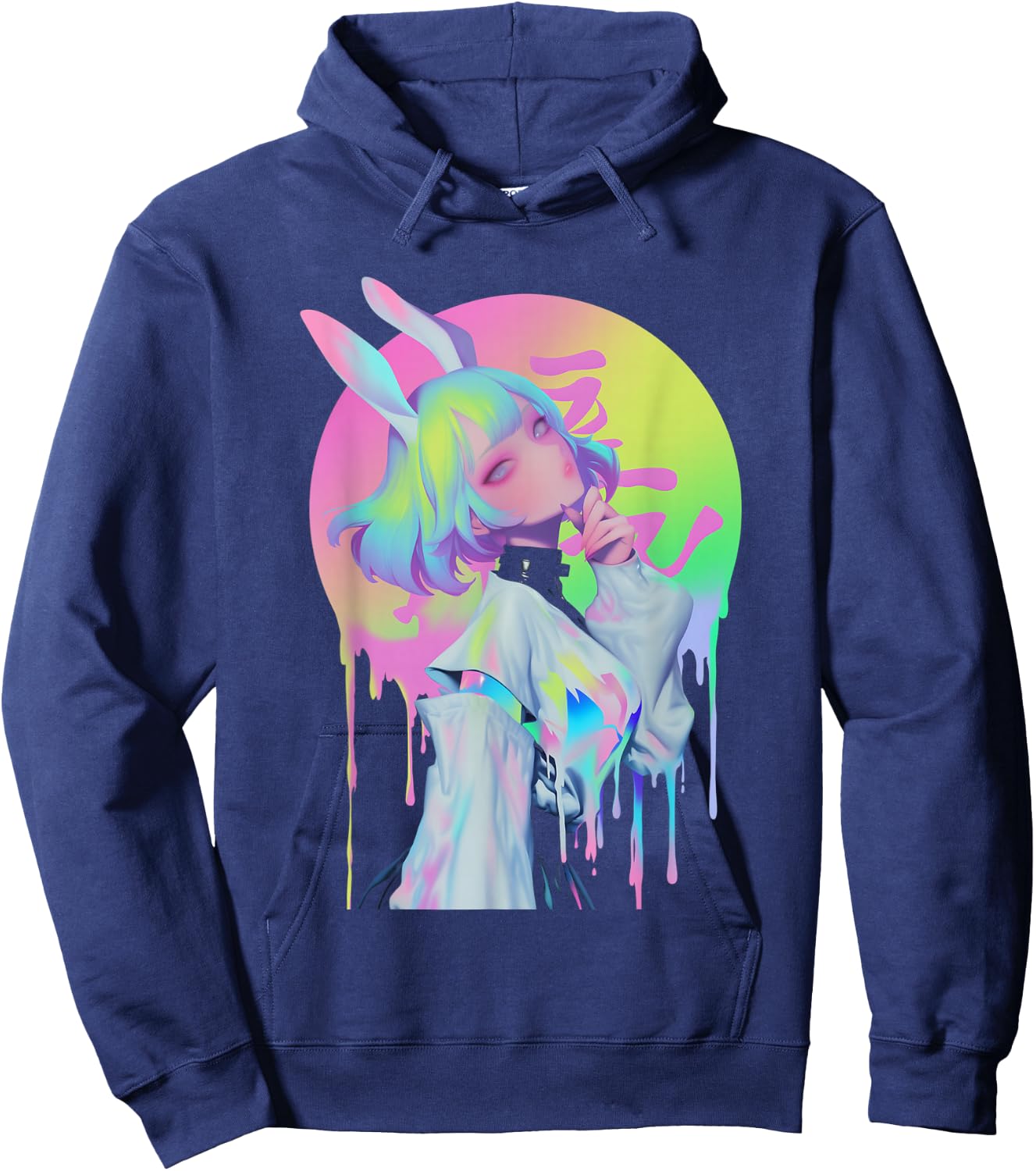 Anime Manga Cyberpunk Aesthetic Techwear Harajuku Bunny Hoodie - Hoodie | Navy
