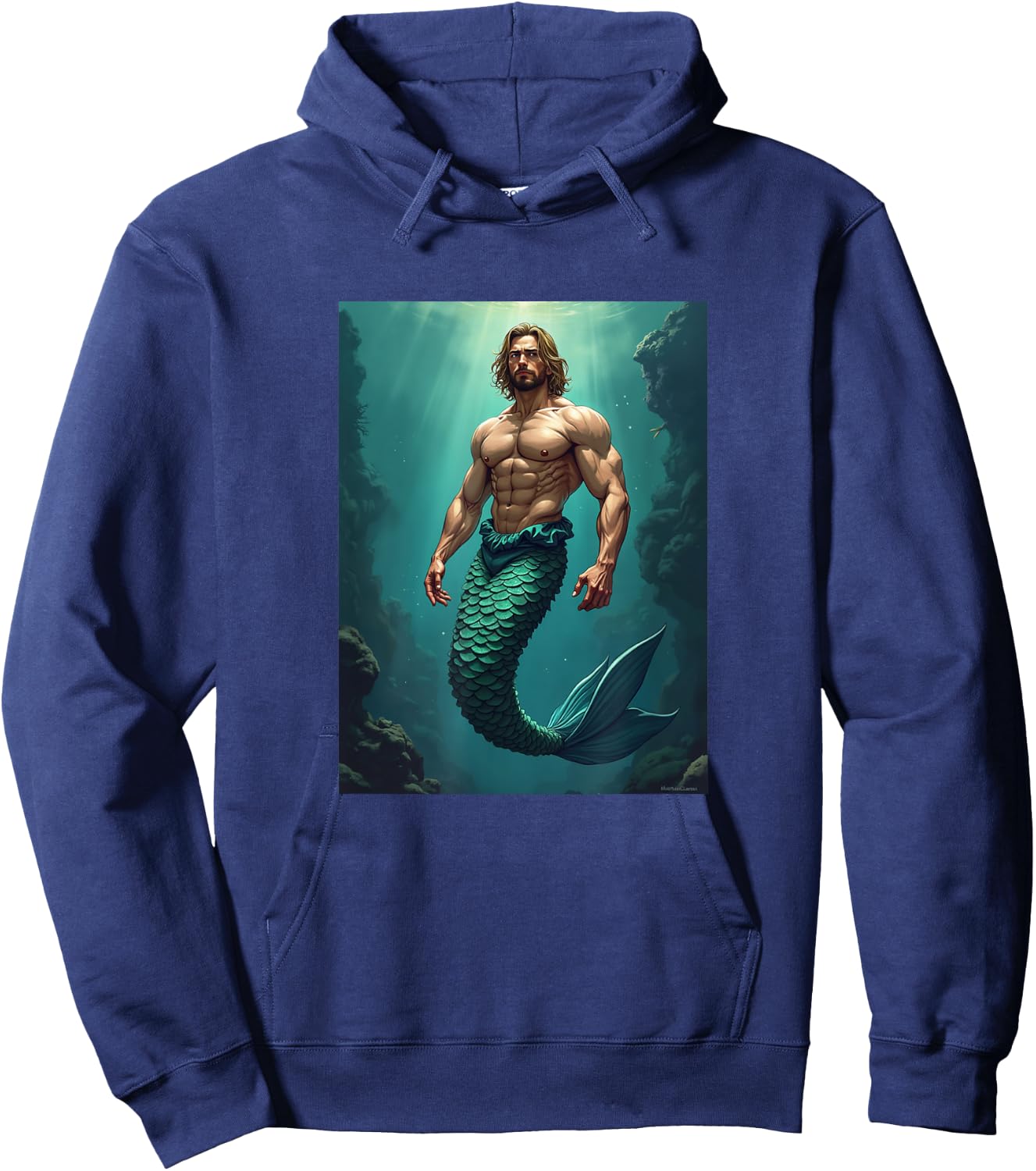 LGBTQ Transgender Gay Muscle Daddy Mermaid Gay Merman Hoodie - Hoodie | Navy