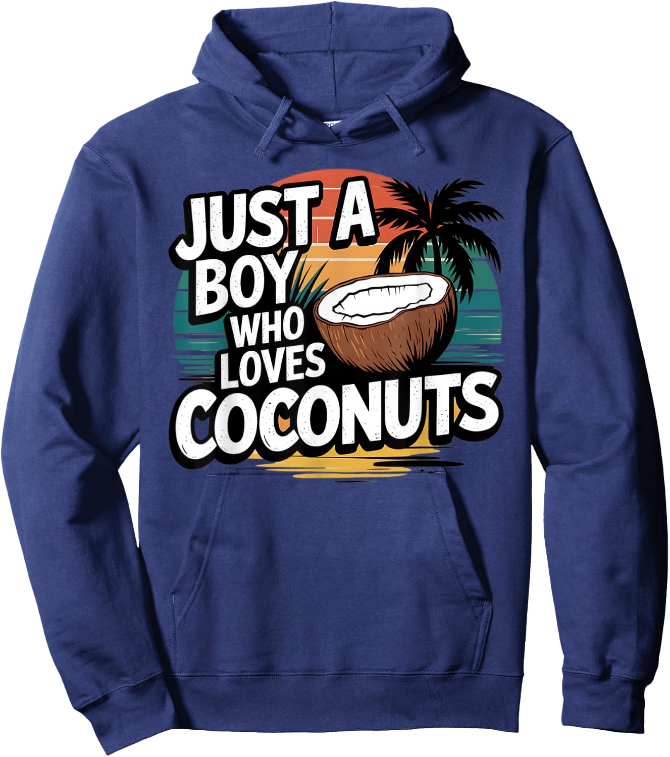 Just A Boy Who Loves Coconuts Retro Summer Hoodie - Hoodie | Navy