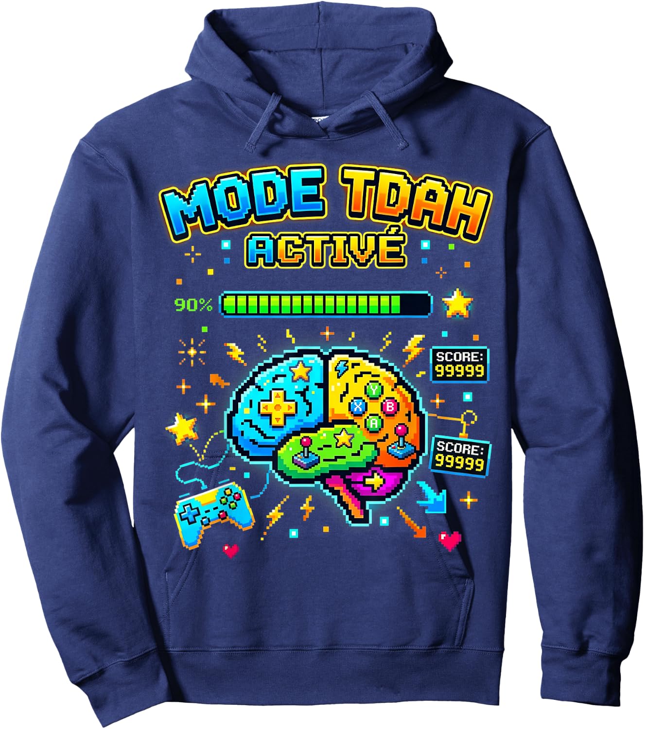 Gamer Mode TDAH Activé pour Neurodivergent Ado Enfant Hoodie - Hoodie | Navy