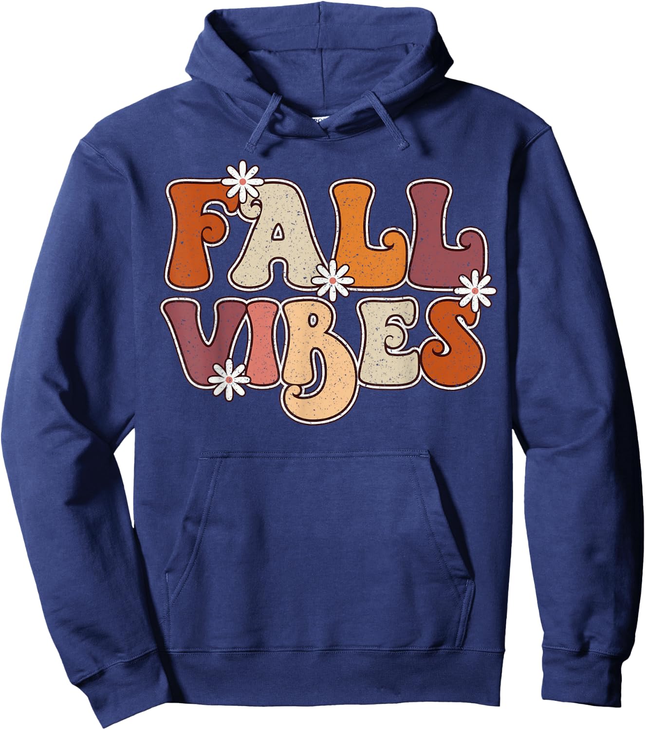 Fall Vibes Retro Groovy Thanksgiving Autumn Fall Lover Women Hoodie - Hoodie | Navy