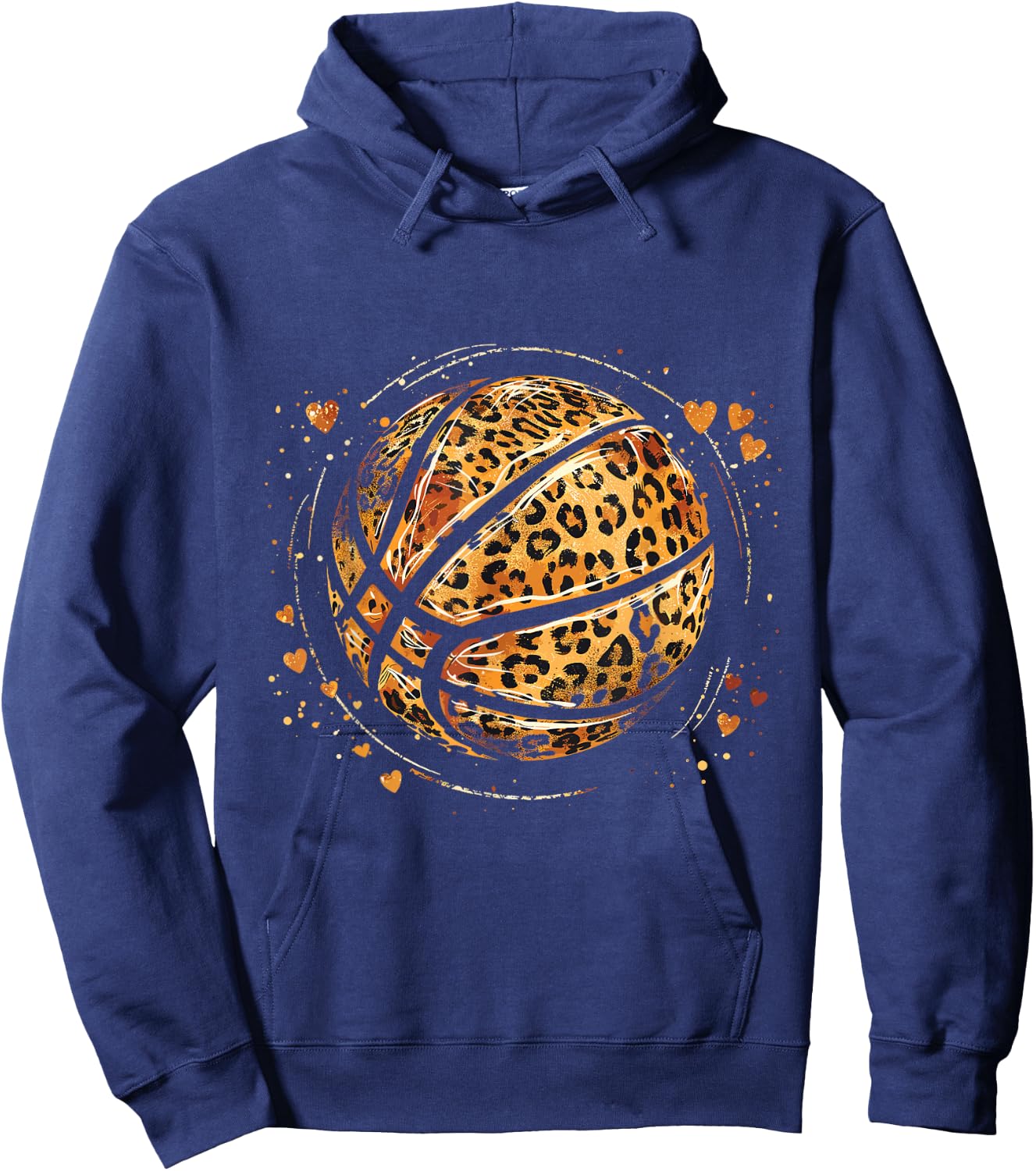 Cute Basketball Leopard Print Girls Basketball Lovers Hoodie - Hoodie | Navy