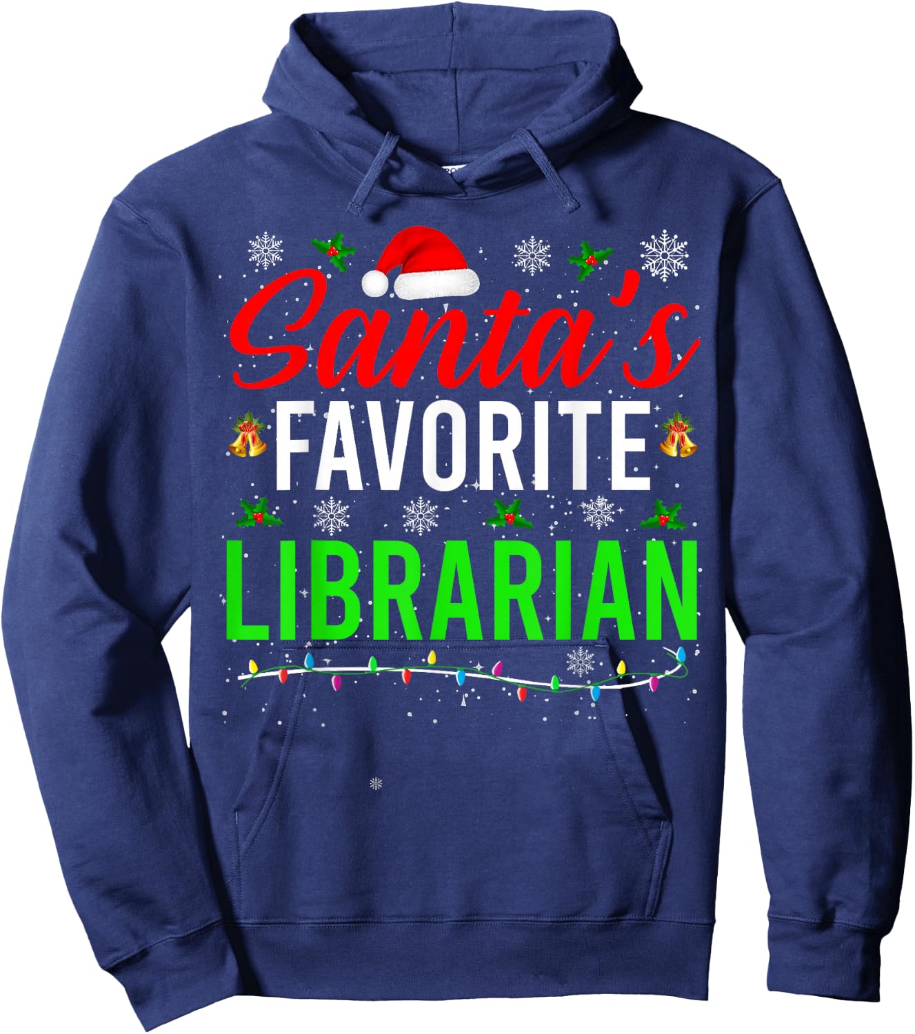 Santa's Favorite Librarian Cute Book Lover Christmas Gifts Hoodie - Hoodie | Navy