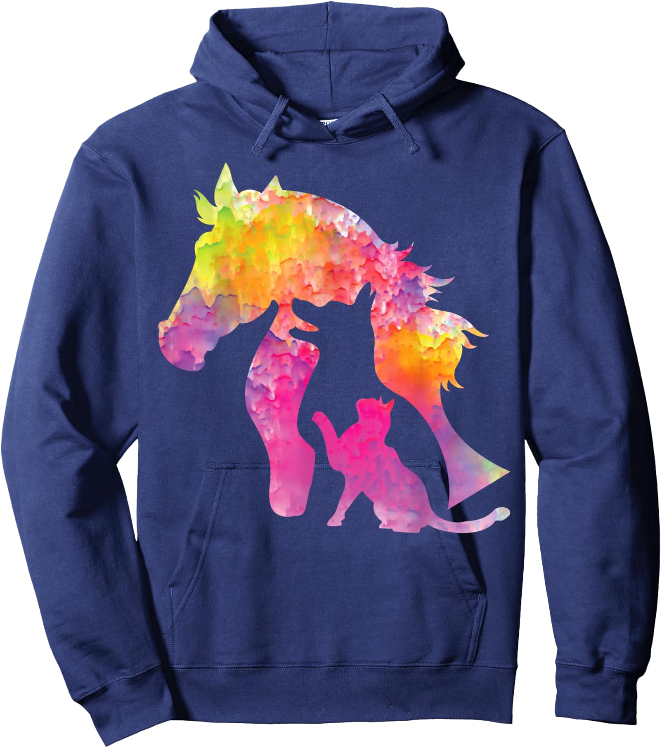 Hund Katze Pferd Design Haustiere Vierbeiner Fun Geschenke Hoodie - Hoodie | Navy