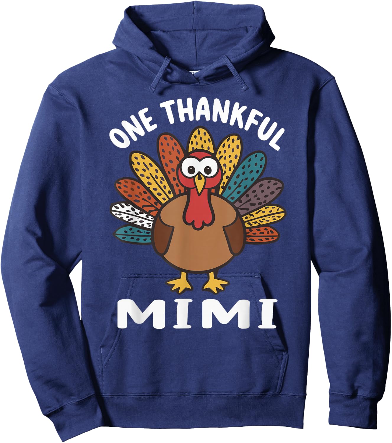 One Thankful Mimi Autumn Fall Turkey Thanksgiving Hoodie - Hoodie | Navy
