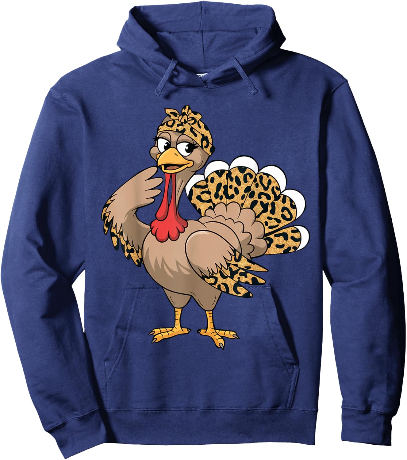 Thanksgiving Turkey Women Girl Leopard Autumn Fall Season Hoodie - Hoodie | Navy