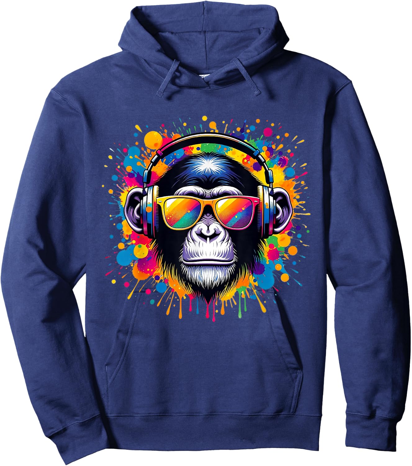 DJ Affen Monkey mit Kopfhörer und Sonnenbrille Herren Jungen Hoodie - Hoodie | Navy