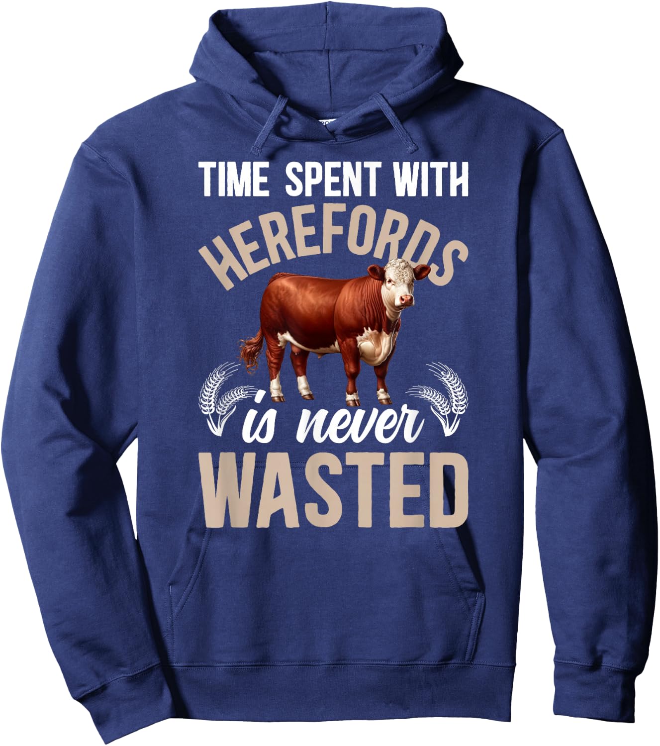 Time Spent With Hereford Cow Lover Hereford Cattle Hoodie - Hoodie | Navy