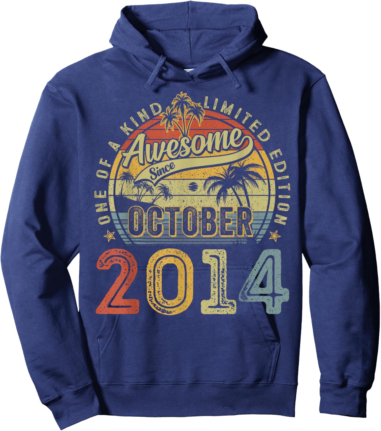 Awesome Since October 2014 Vintage Boys Girls 10th Birthday Hoodie - Hoodie | Navy