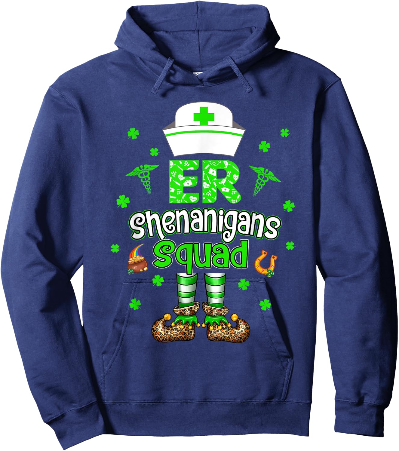 ER Shenanigans Squad Nurse Emergency Room St Patricks Day Hoodie - Hoodie | Navy