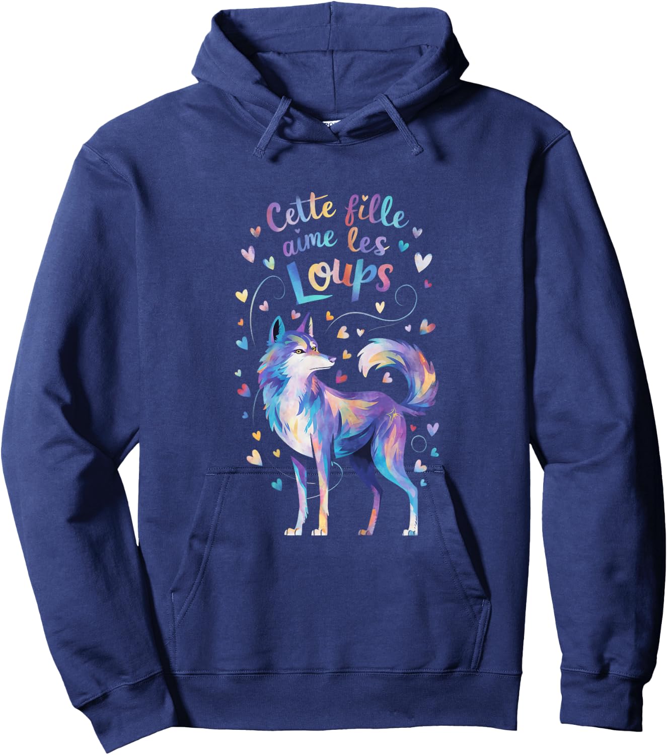 Cette Fille Aime les Loups Gift Cute , Black, Female X-Small Hoodie - Hoodie | Navy