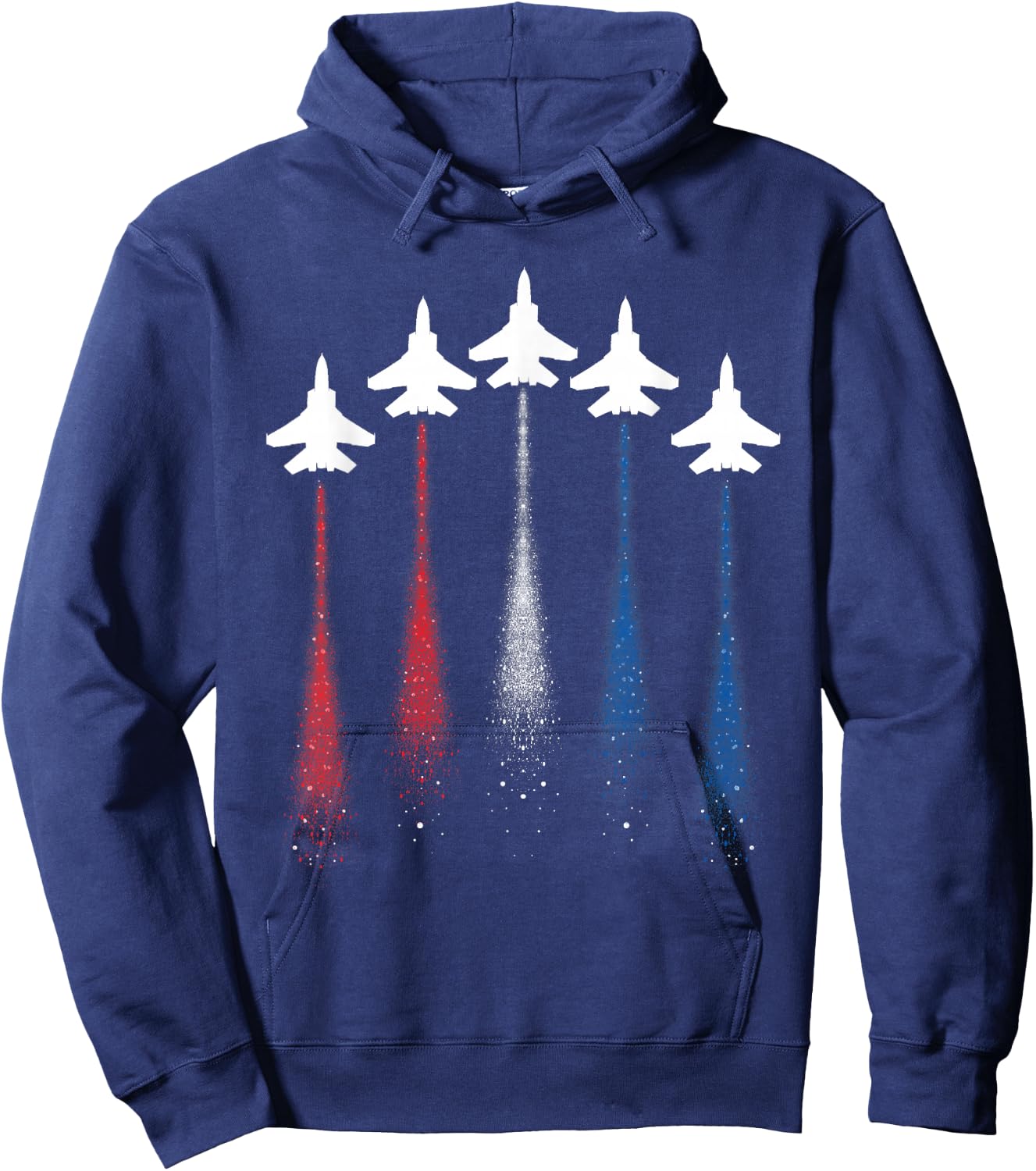Patriotic USA Flag Red White Blue Fighter Jets 4th of July Hoodie - Hoodie | Navy