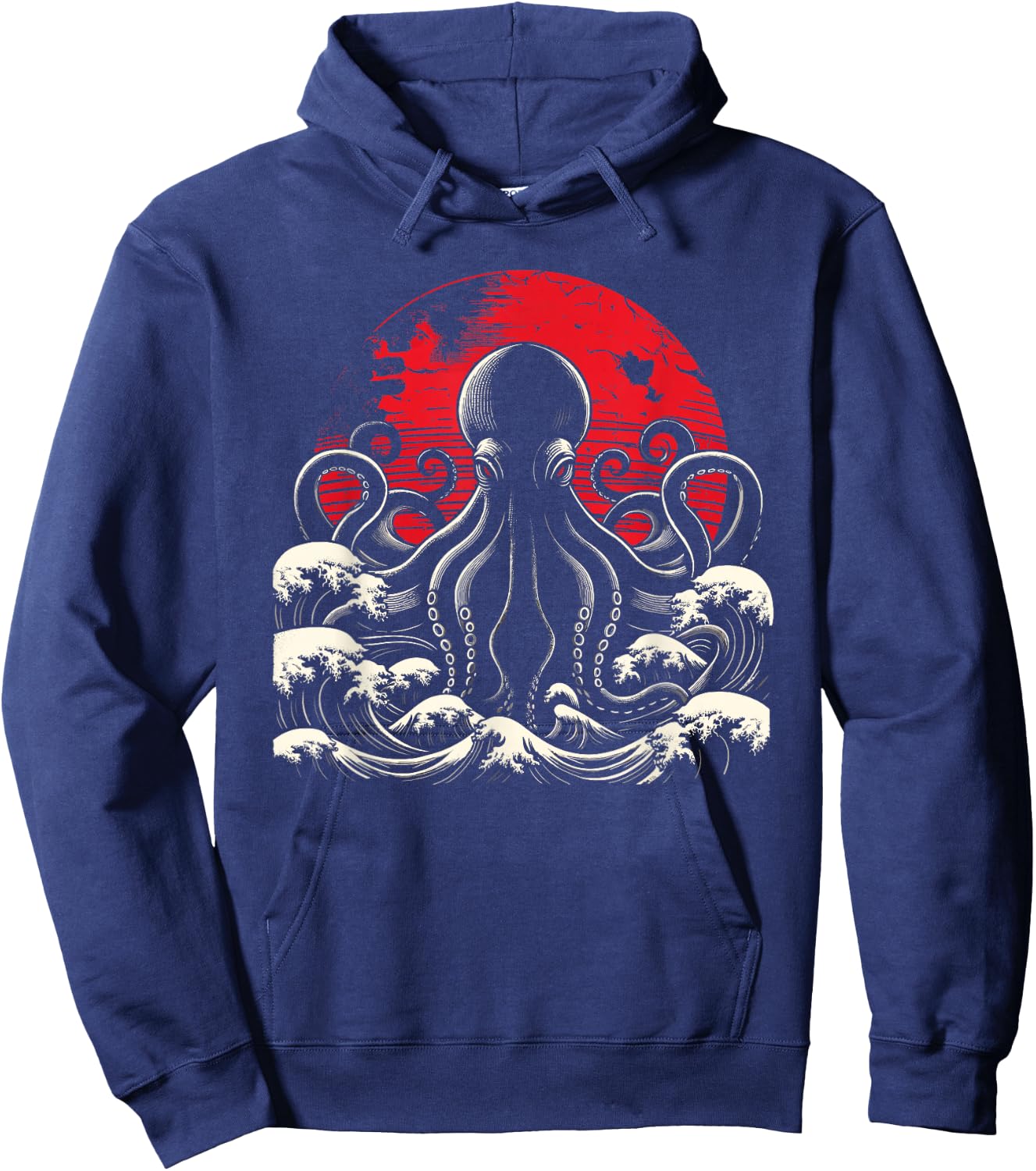 Horror Octopus Octopus Giant Octopus Japanese Waves Octopus Hoodie - Hoodie | Navy