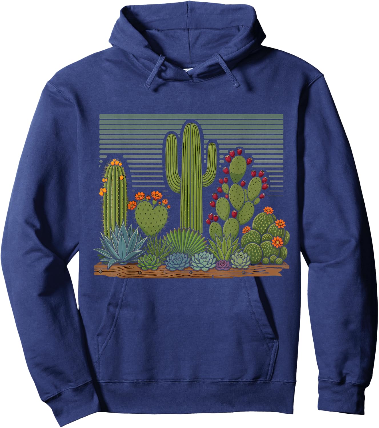 Cactus Desert Vintage Retro Western Nature Design Hoodie - Hoodie | Navy