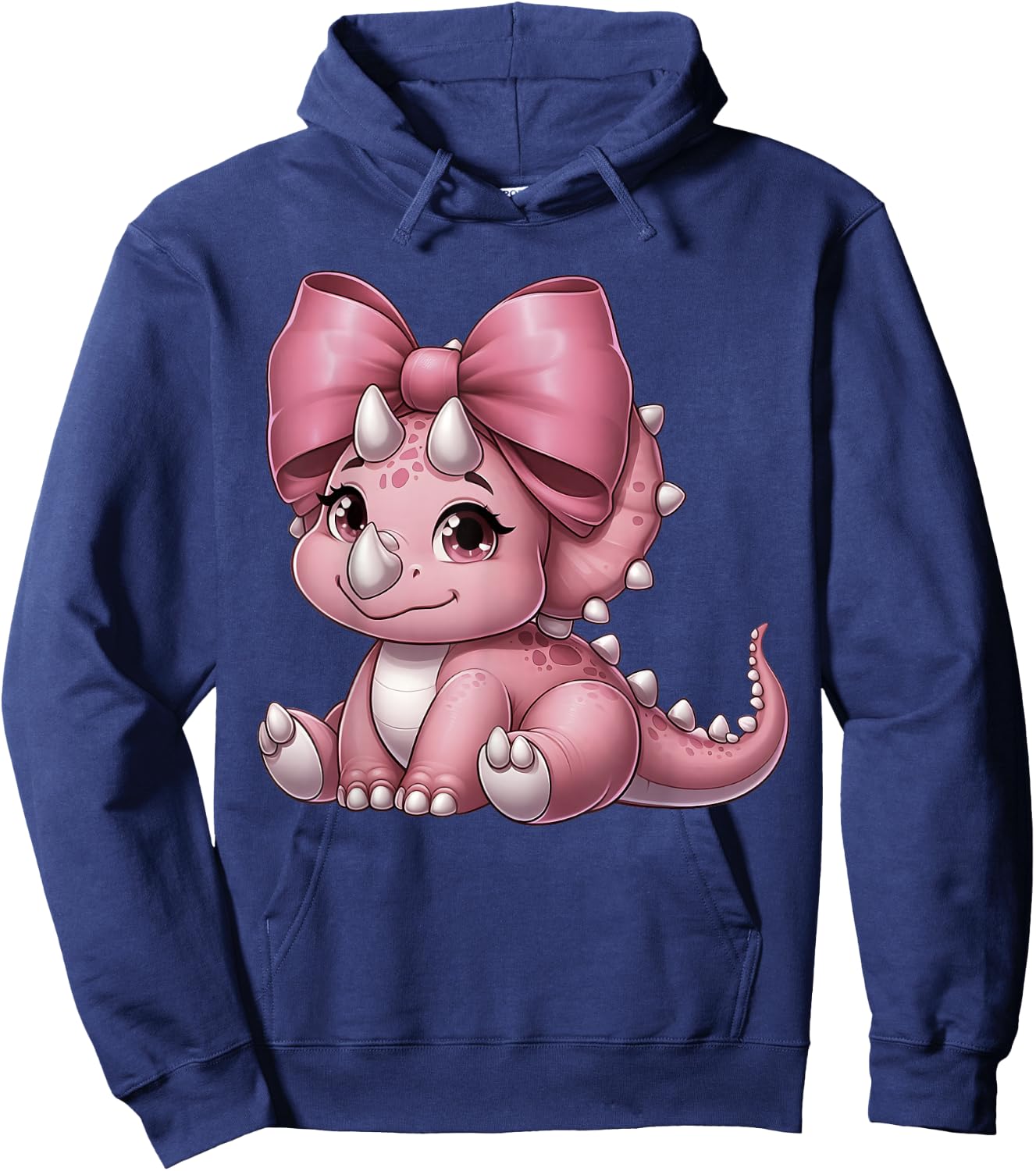 Coquette Bow Triceratops Dinosaur Women Mom Girl Pink Ribbon Hoodie - Hoodie | Navy
