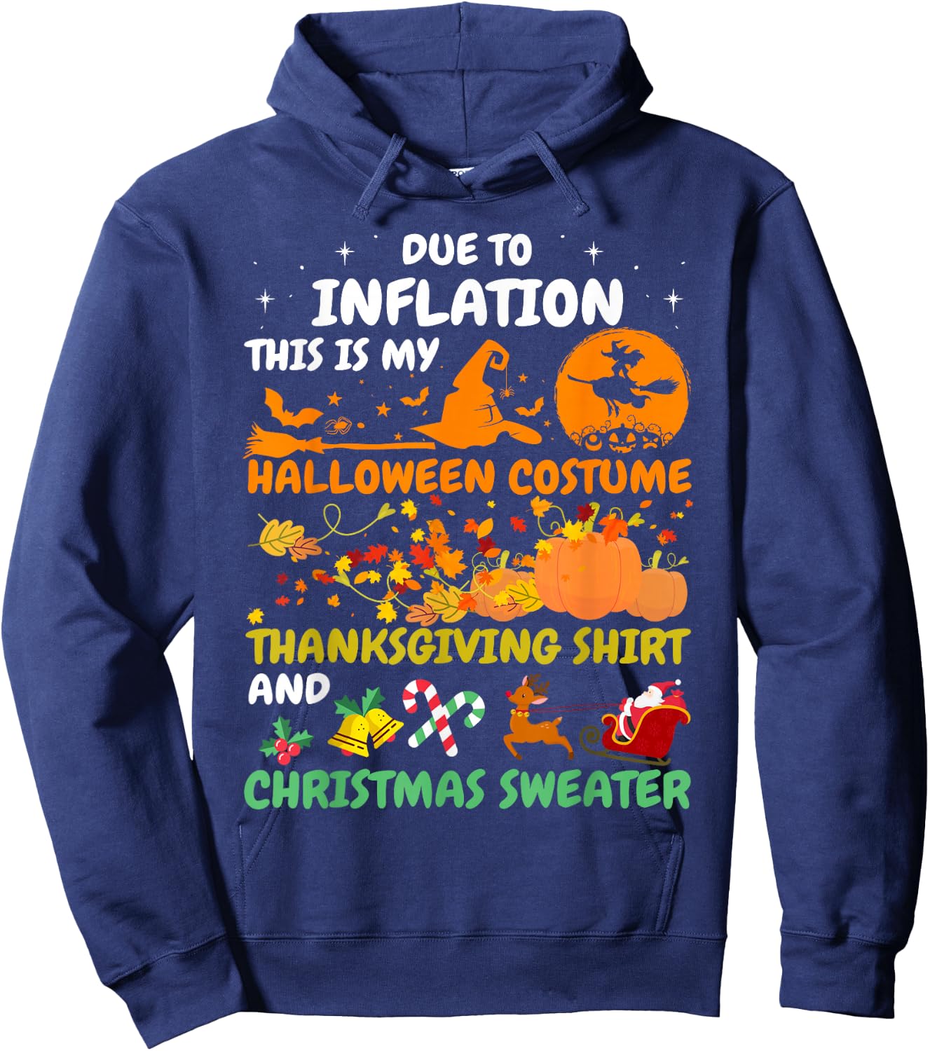 Due to Inflation This is My Halloween Thanksgiving Christmas Hoodie - Hoodie | Navy
