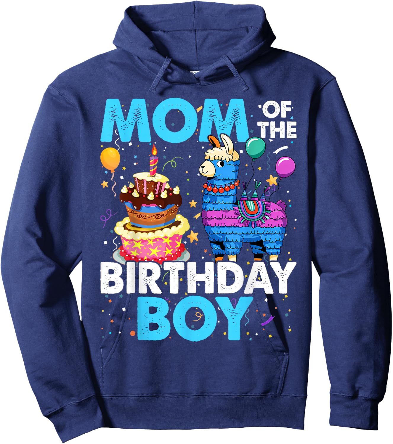 Mom Birthday Boy Llama Pinata Party Matching Family Hoodie - Hoodie | Navy