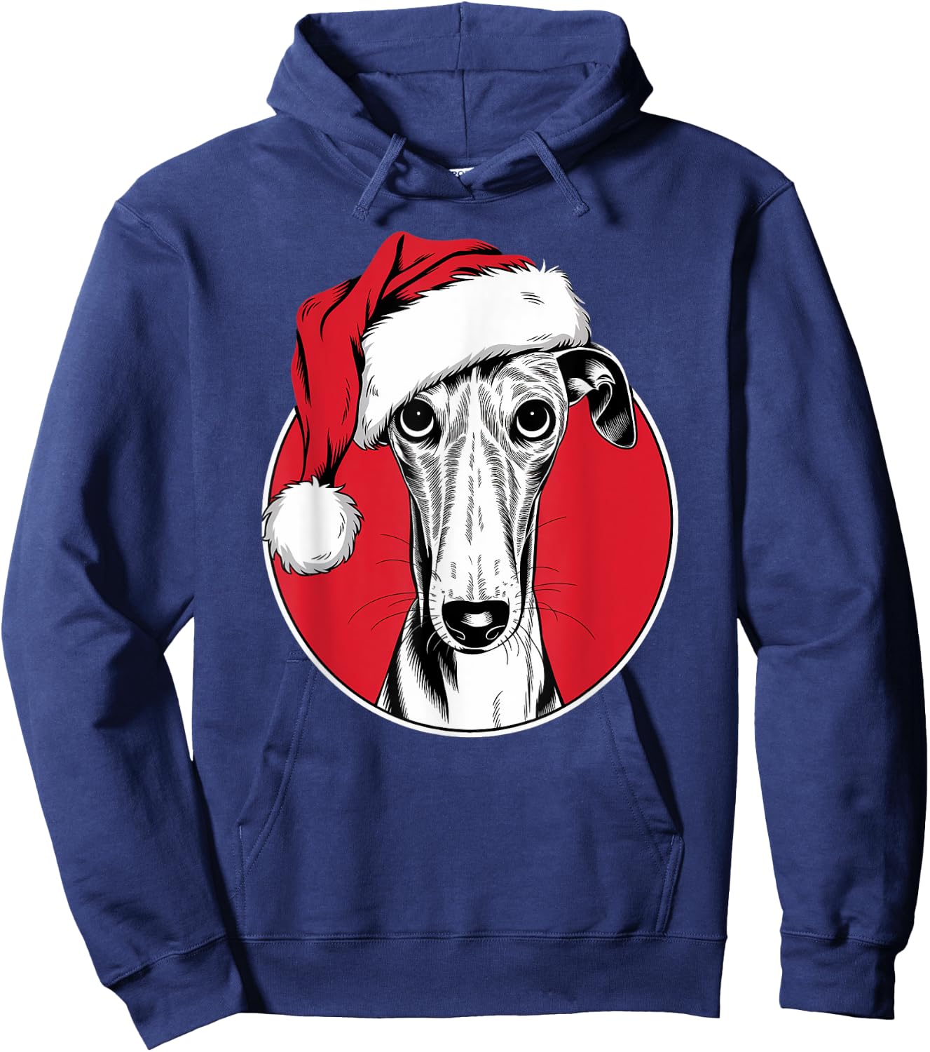Joyful Greyhound Santa Dog on Greyhound Christmas Women Kids Hoodie - Hoodie | Navy