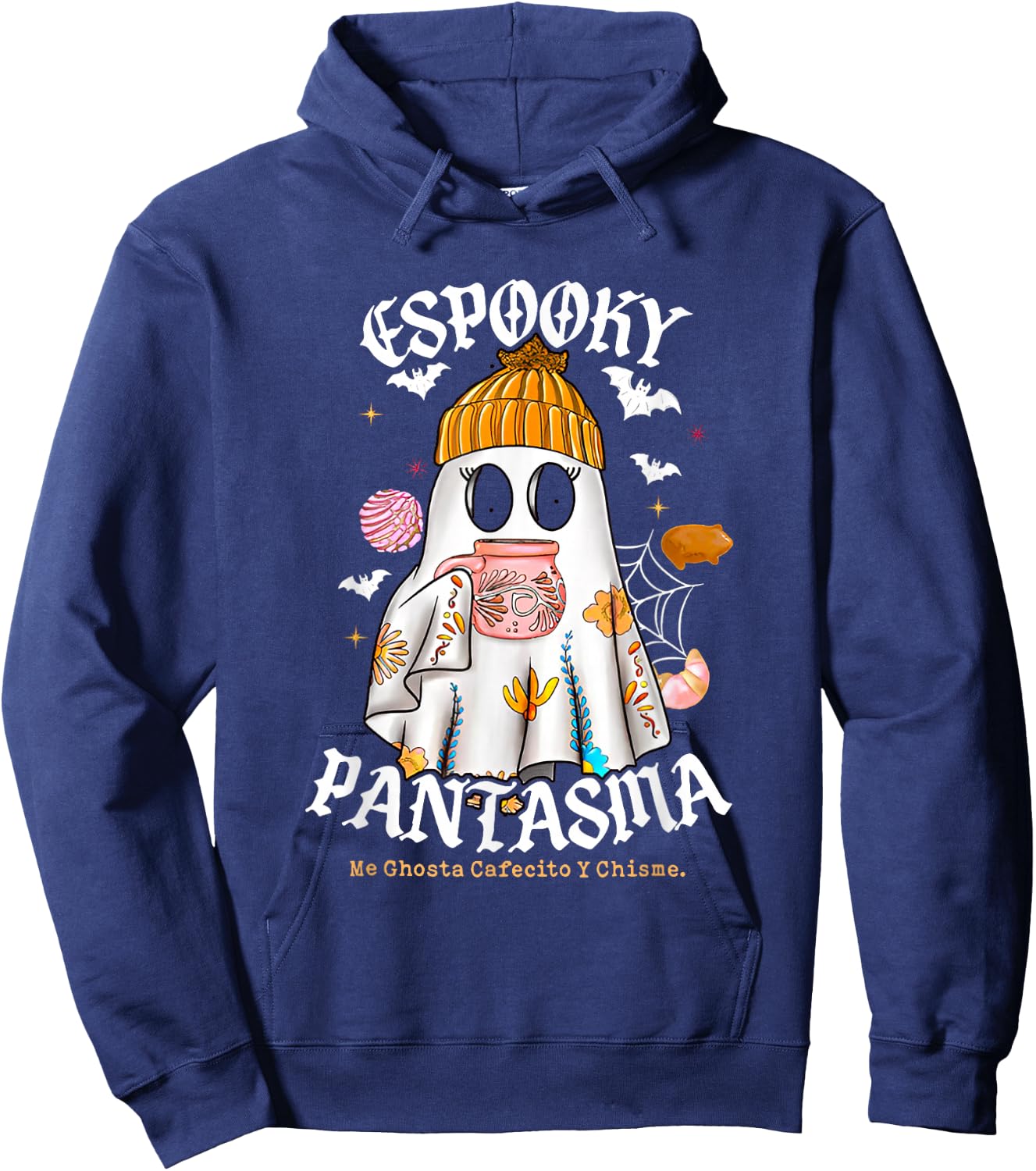Espooky Pantasma Me Ghosta Cafecito Y Chisme Hoodie - Hoodie | Navy