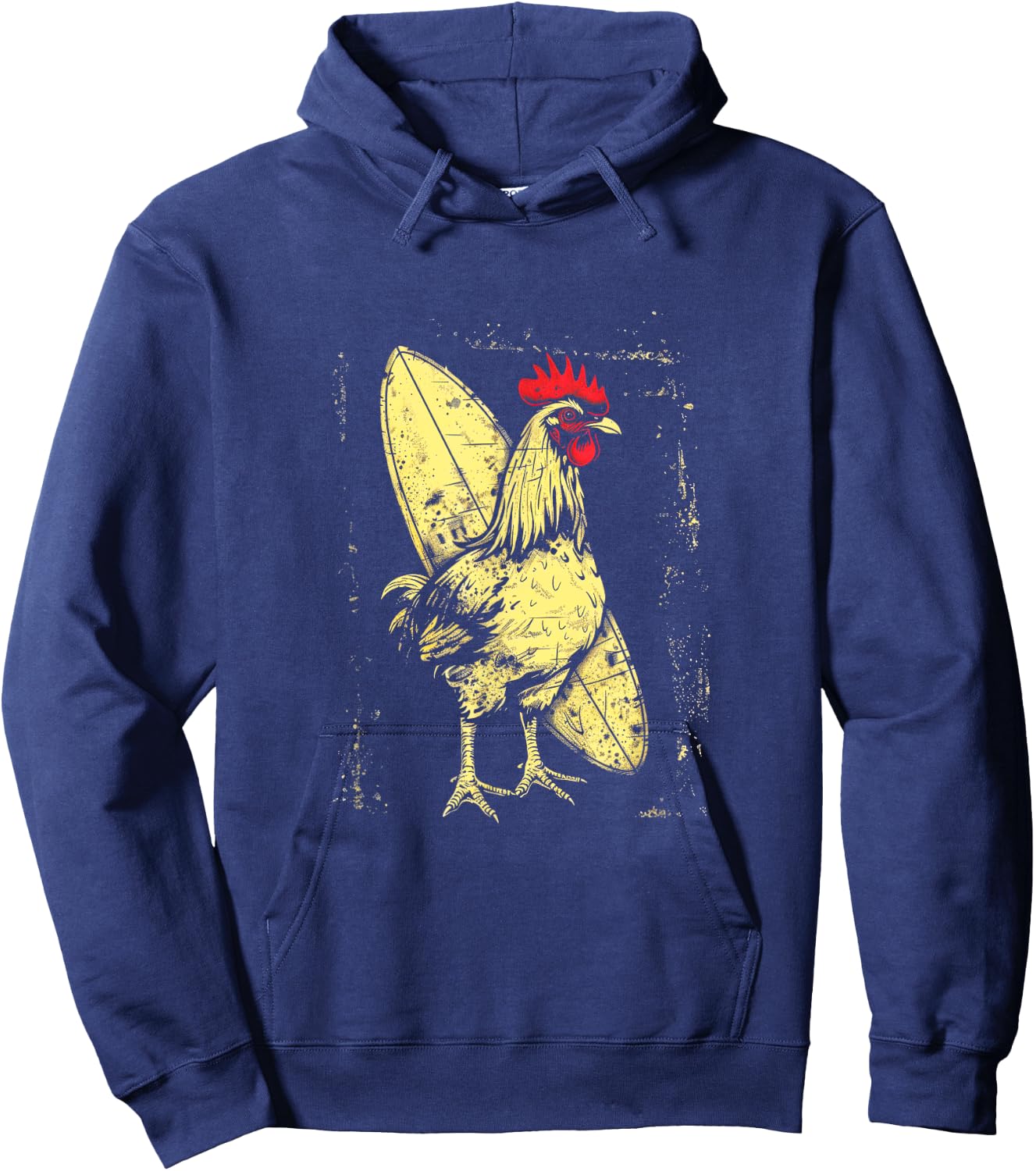 Chicken Surfboard Rooster Surfing Vintage Beach Hoodie - Hoodie | Navy