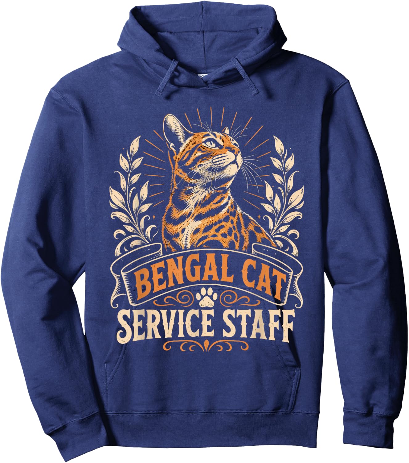 Bengal Cats Service Staff Vintage Funny Bengal Cat Hoodie - Hoodie | Navy