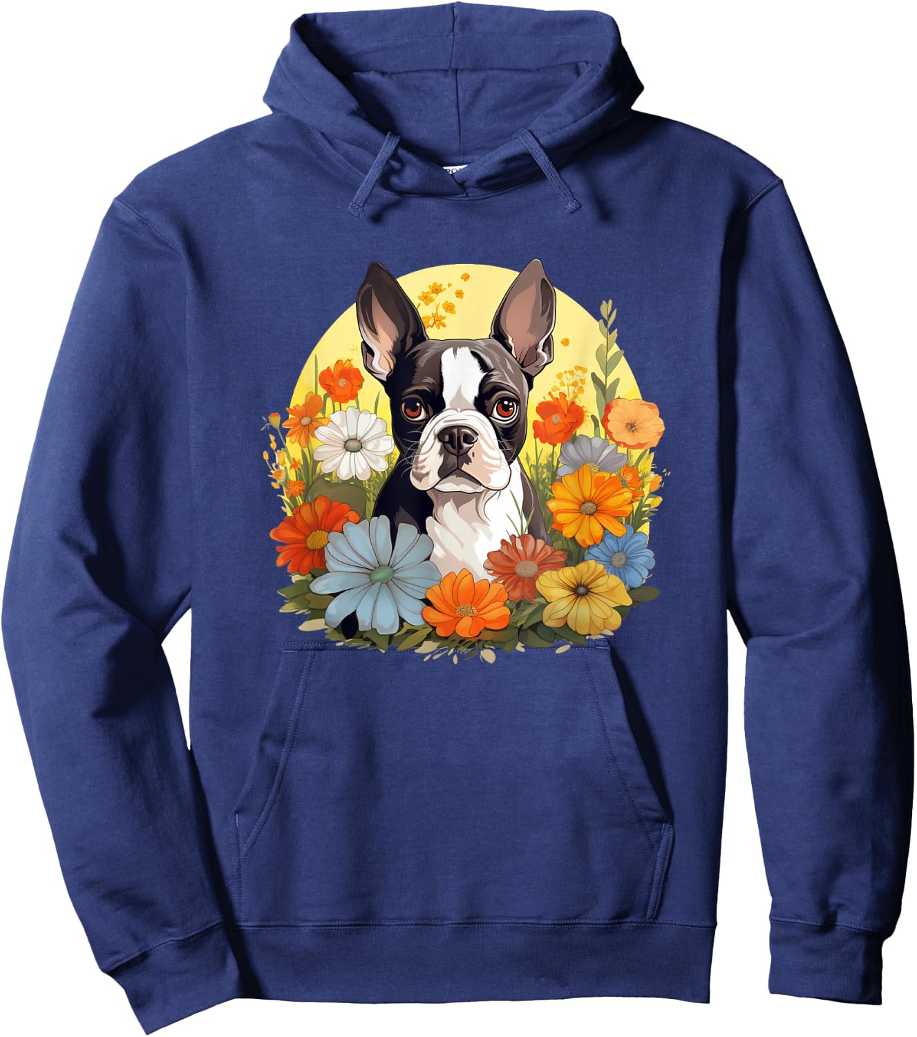 Cute Girls Retro Vintage Floral Flowers Bostie Lover Hoodie - Hoodie | Navy