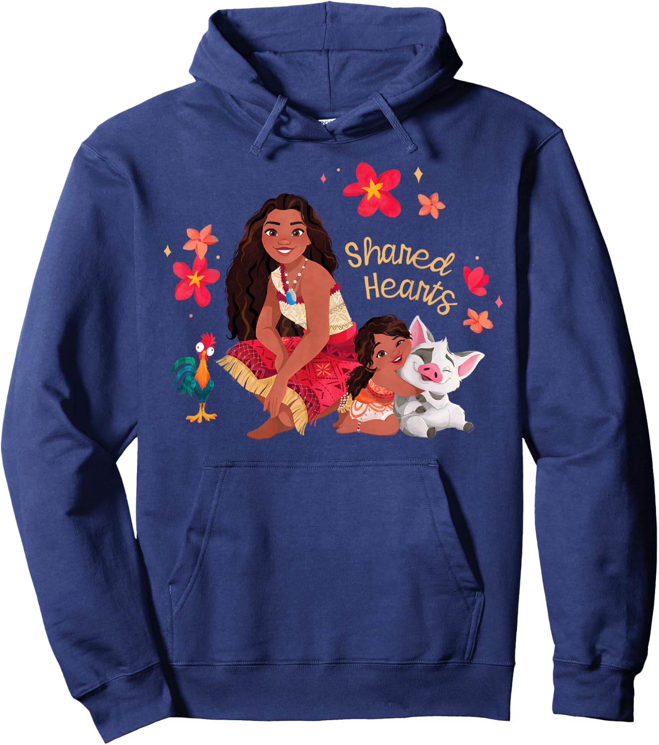Disney Moana 2 Moana Simea Pua Heihei Shared Hearts , Black, S Hoodie - Hoodie | Navy