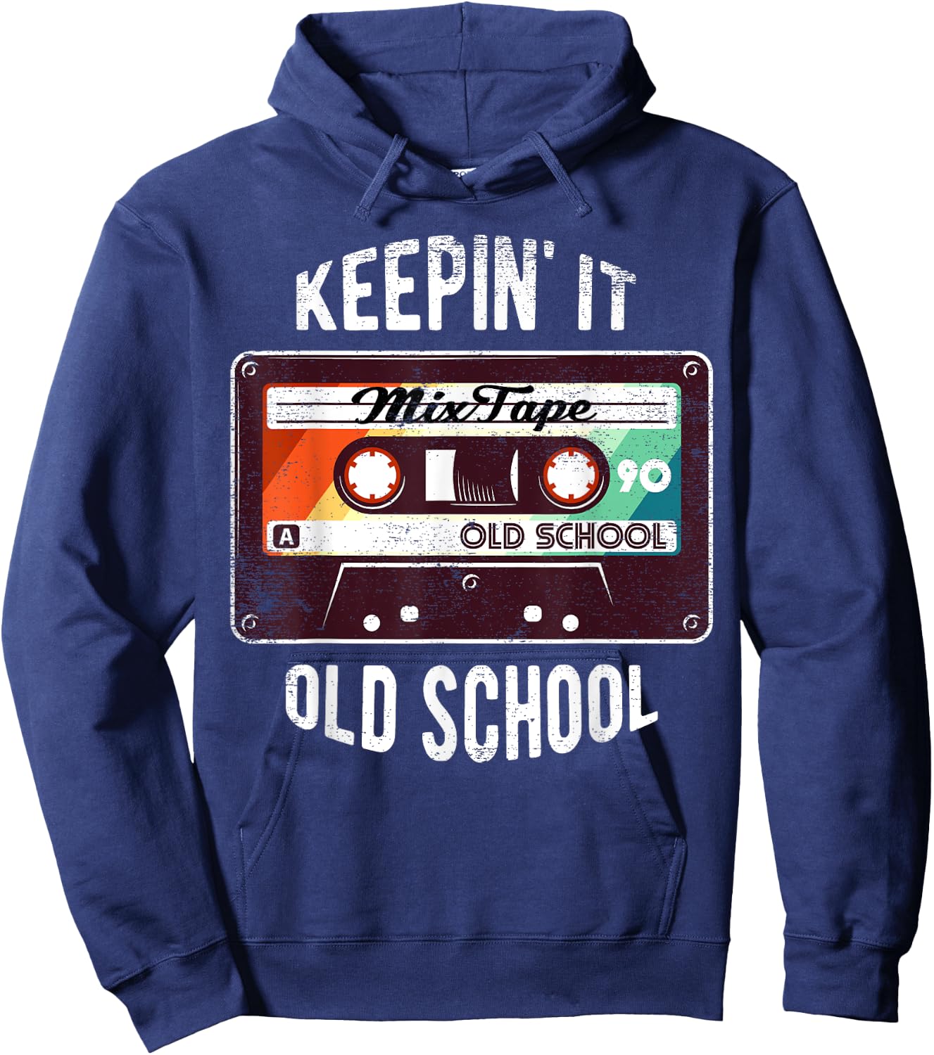 Old School Hip Hop 80s 90s Mixtape Graphic T Shirt Hoodie - Hoodie | Navy