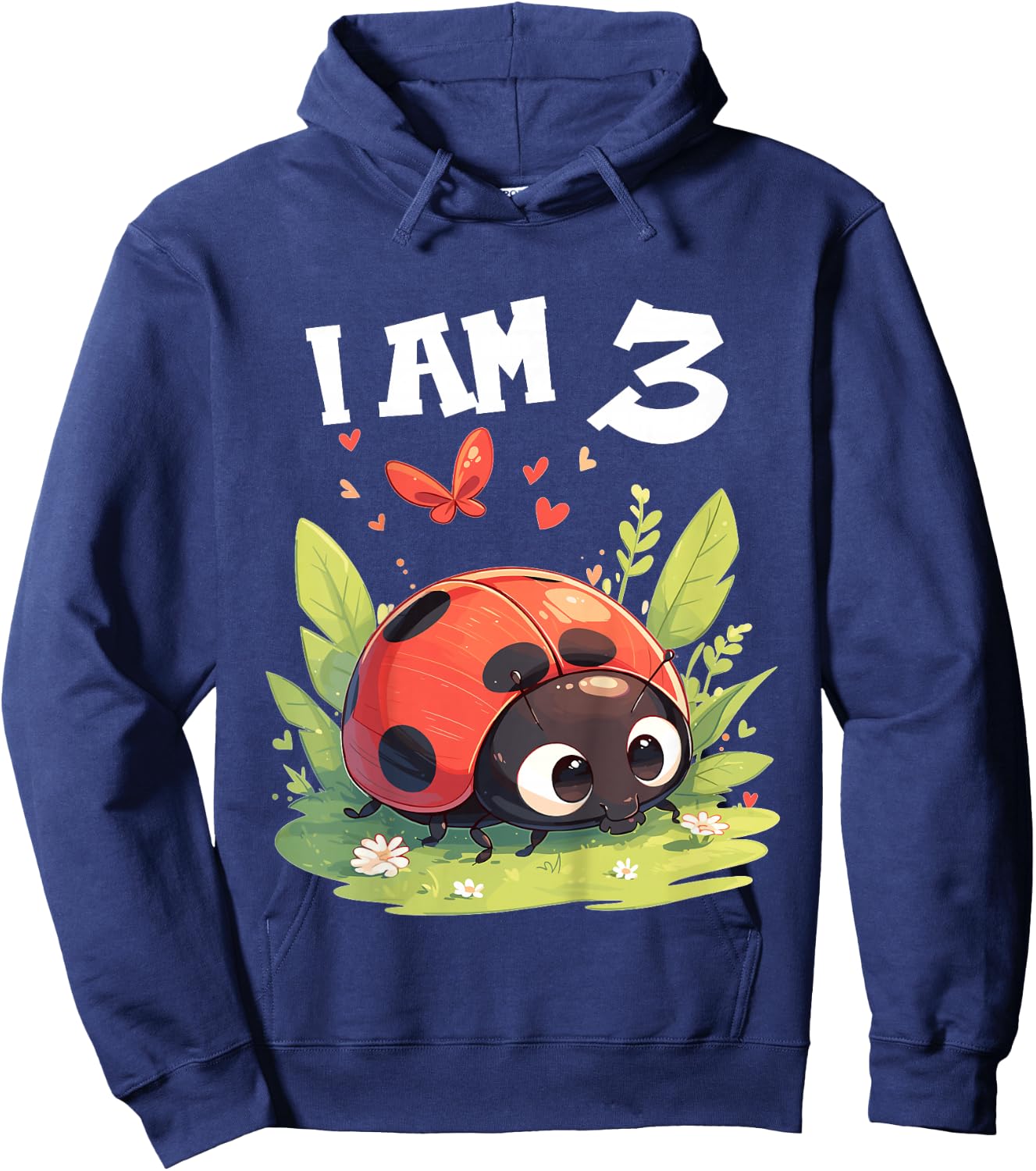 Kids 3 Years old 3 birthday Ladybugs Boy Girl Ladybug Hoodie - Hoodie | Navy