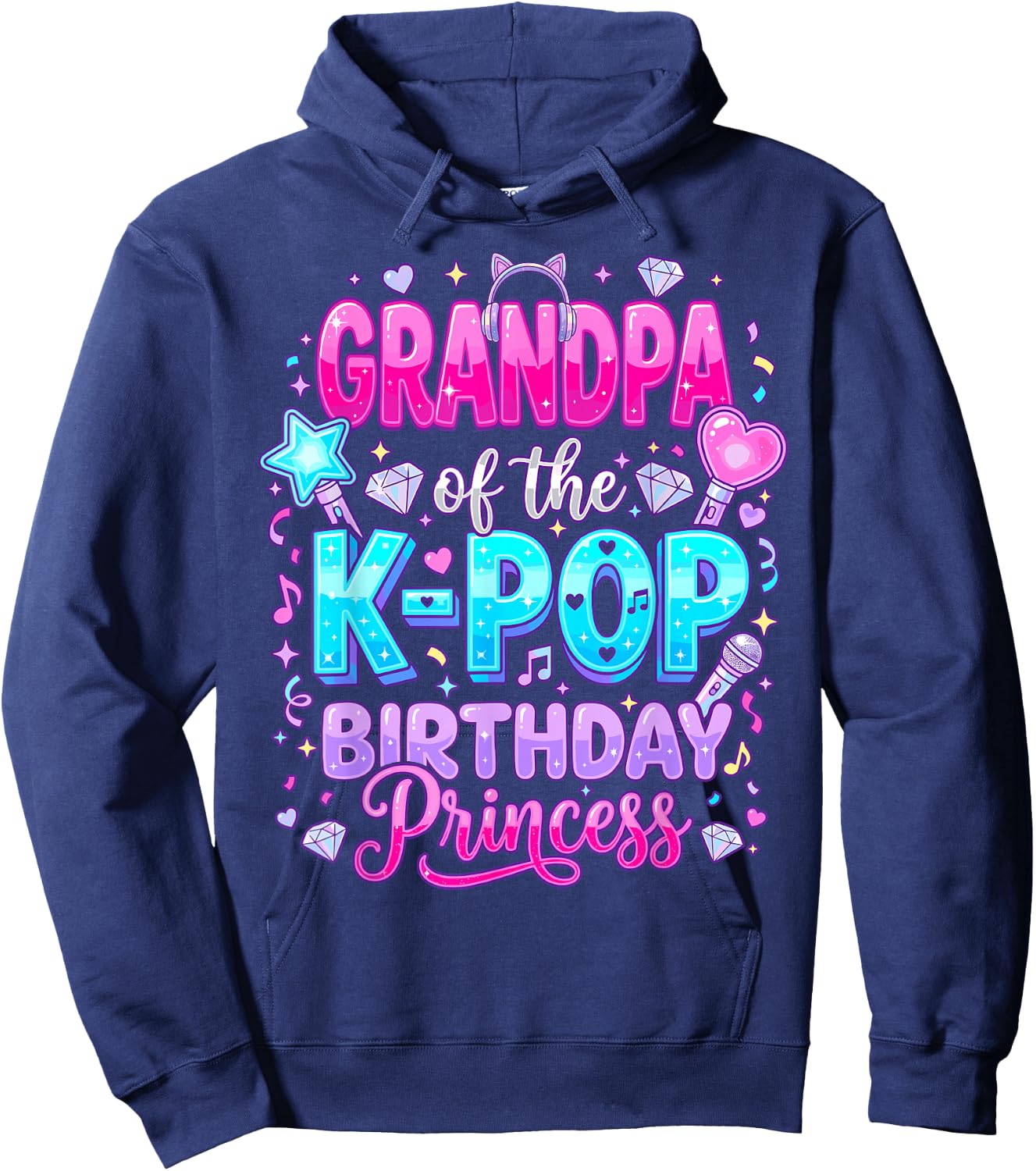 Grandpa of The K-Pop Birthday Princess Korean Music Hoodie - Hoodie | Navy