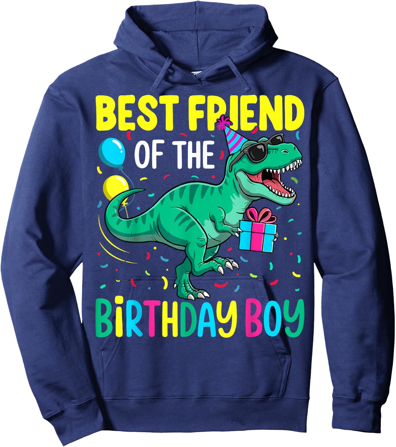 Best Friend of The Birthday Party Outfit Dinosaur Bestie Hoodie - Hoodie | Navy