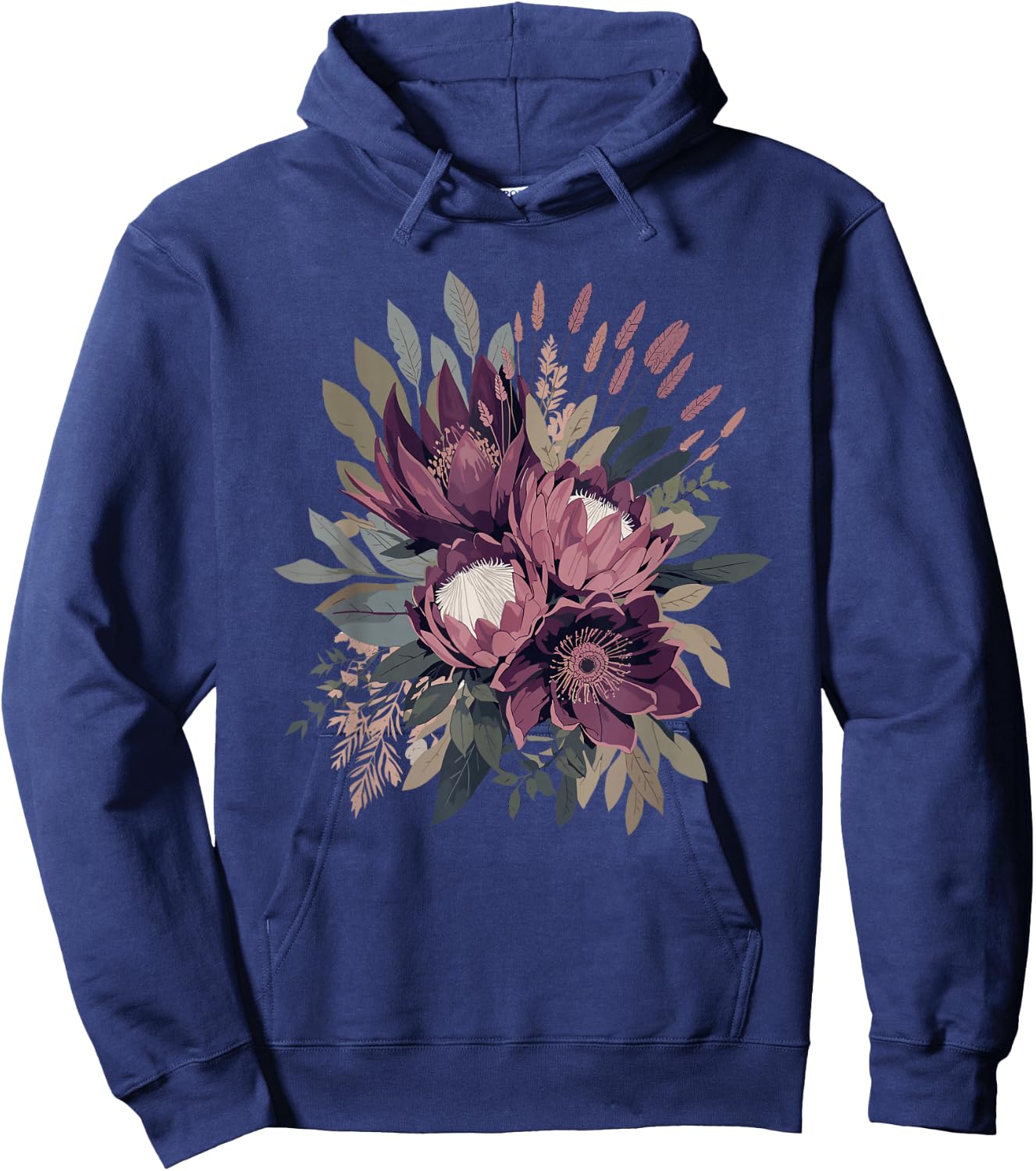 Protea Flower Bouquet Vintage Botanical Aesthetic Hoodie - Hoodie | Navy