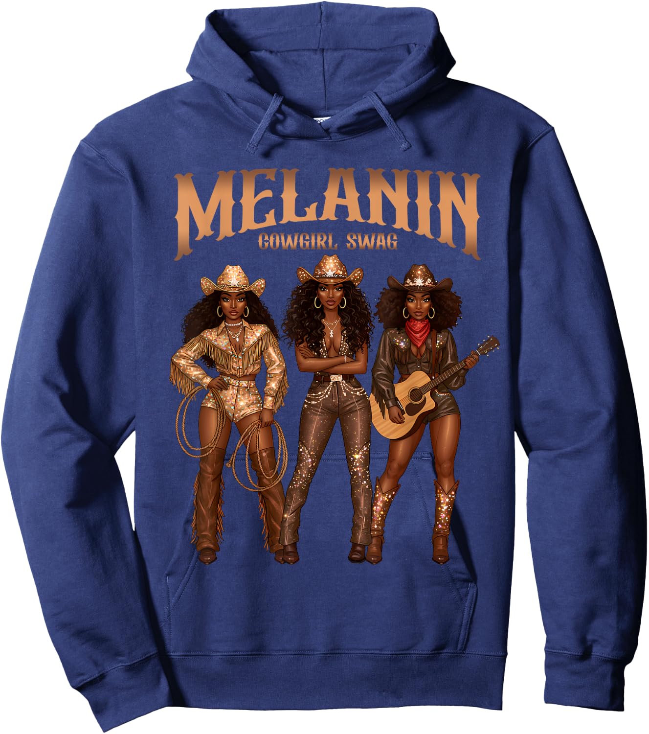 Black Cowgirl Rodeo Melanin Cowgirl Swag Black History Hoodie - Hoodie | Navy