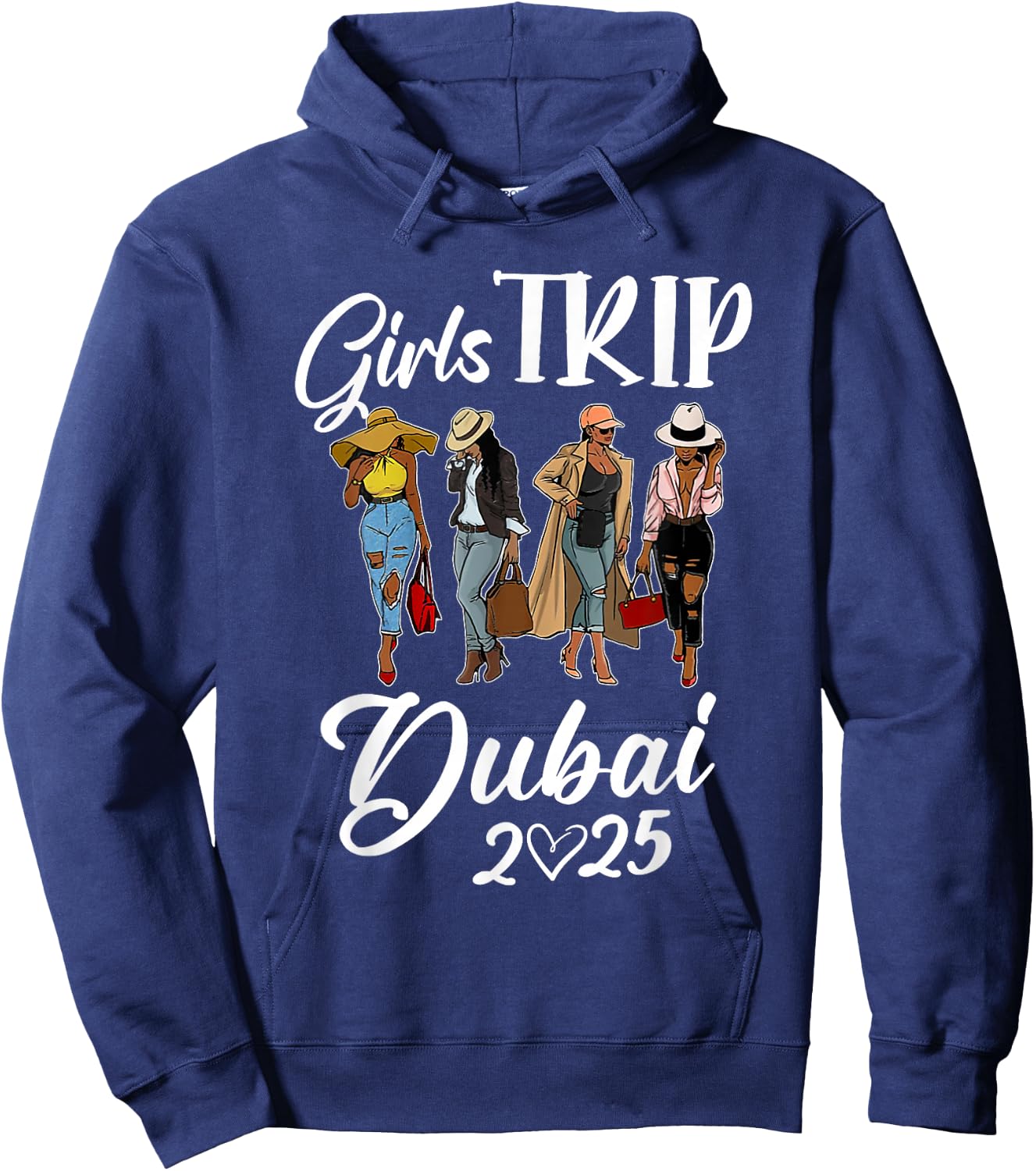 Dubai Girls Trip 2025 Birthday Squad Women Vacation Party Hoodie - Hoodie | Navy