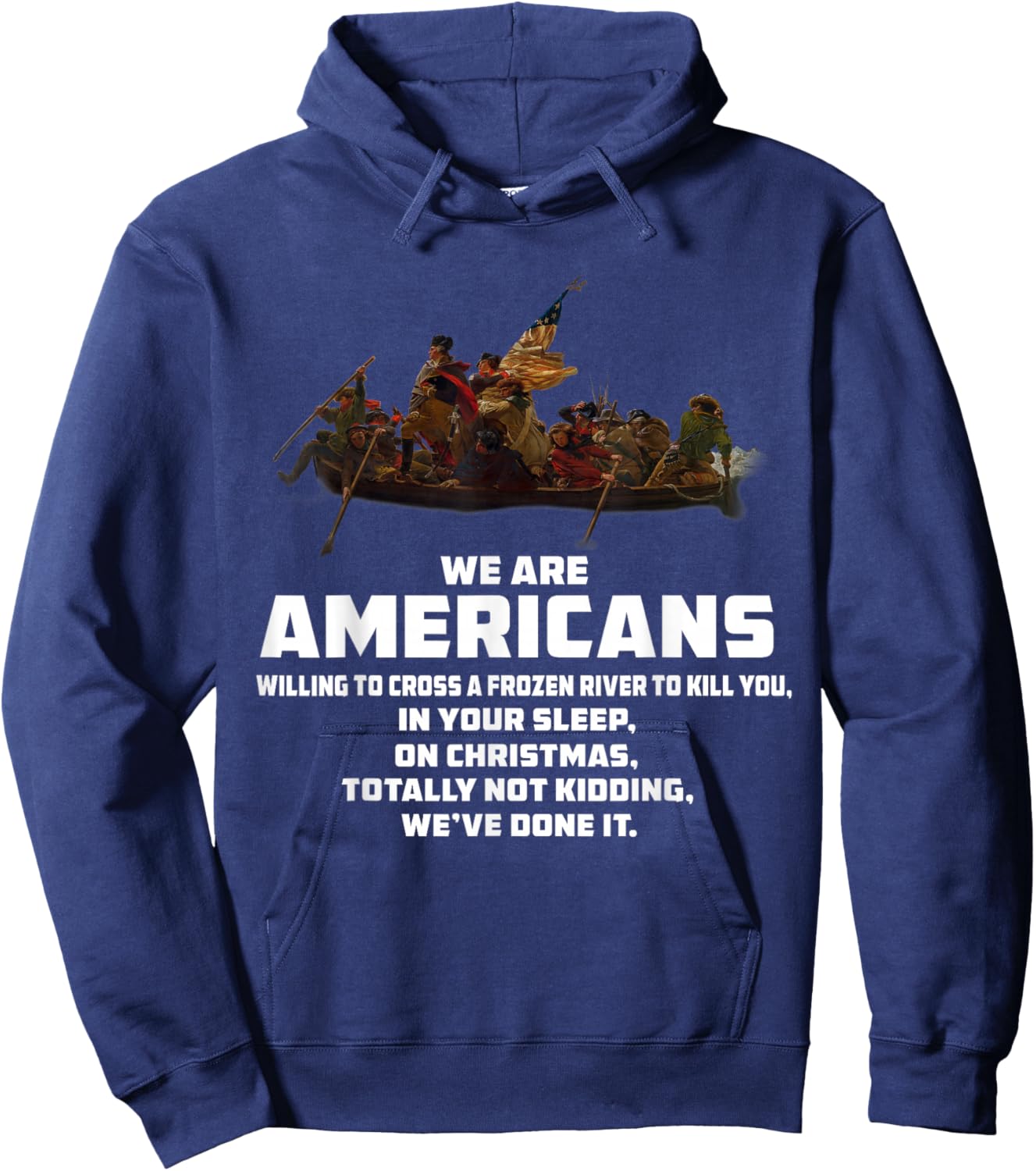 WE ARE AMERICANS Patriotic Revolutionary War Hoodie - Hoodie | Navy